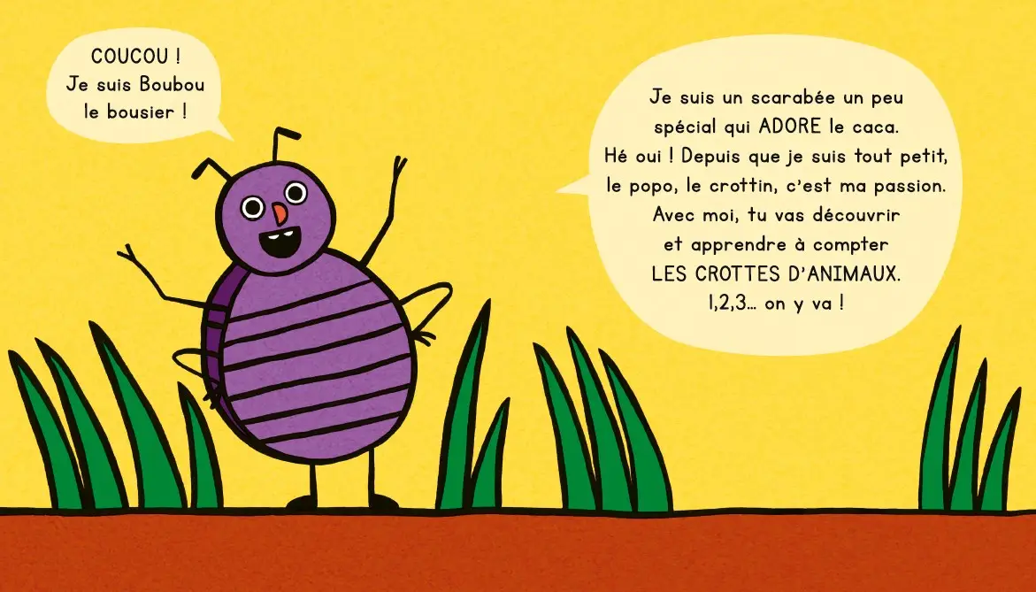 1,2,3 crottes ! - Un drôle de livre pour apprendre à compter jusqu'à 10 - dès 2 ans - Livre d'éveil - 9782095042691 - page-interieure 01