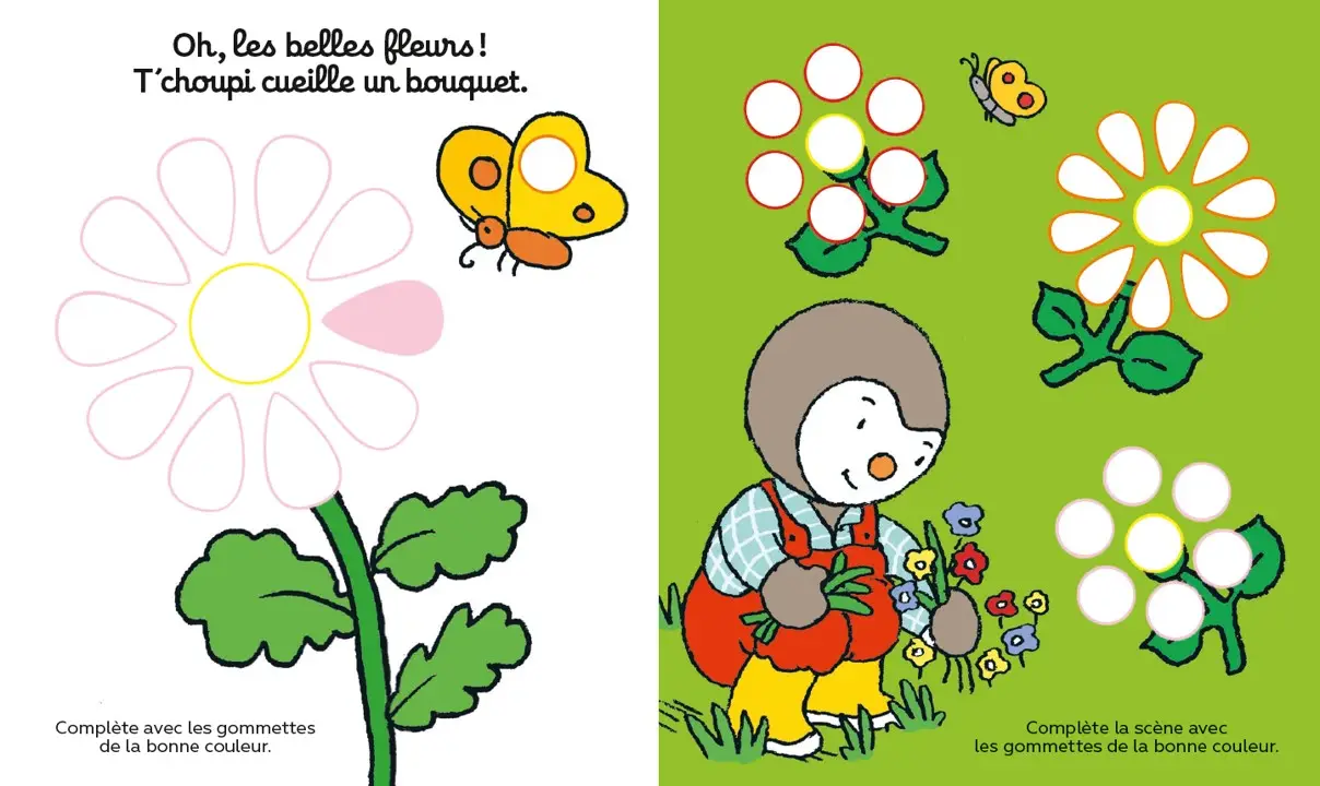 T'choupi - Mes gommettes de la nature - Plus de 150 gommettes repositionnables à utiliser - dès 2 ans - Cahier d'activités - 9782095043131 - page-interieure 01