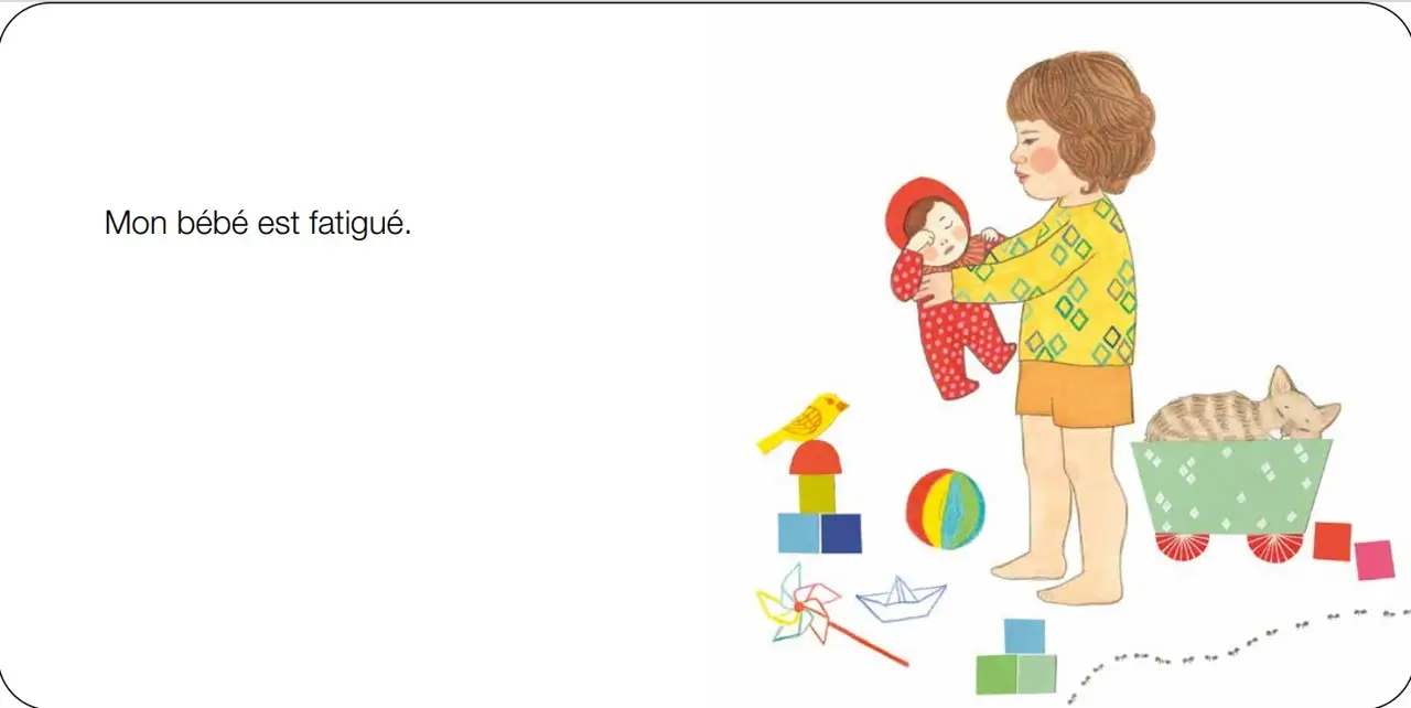 Mon bébé - Un bel album plein de fantaisie où le tout-petit joue à être grand - Dès 2 ans - Livre d'éveil - 9782095043735 - page-interieure 01
