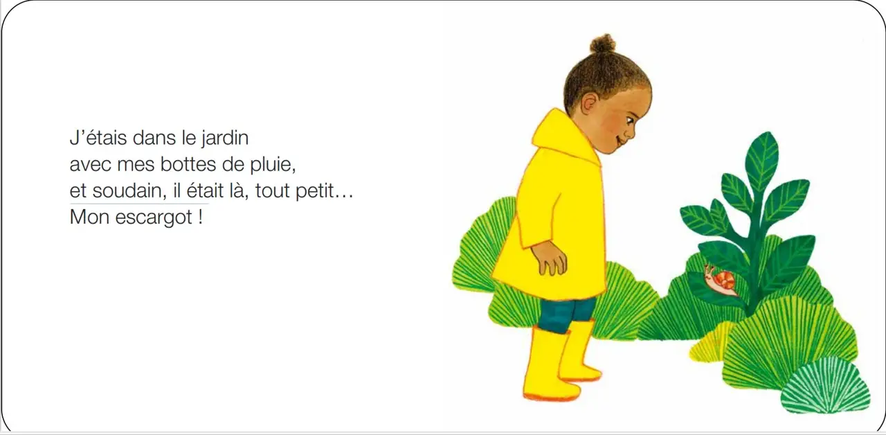 Mon escargot - Une douce aventure de découverte où la magie se cache dans les petites choses du jardin - dès 2 ans  - Livre d'éveil - 9782095043773 - page-interieure 01
