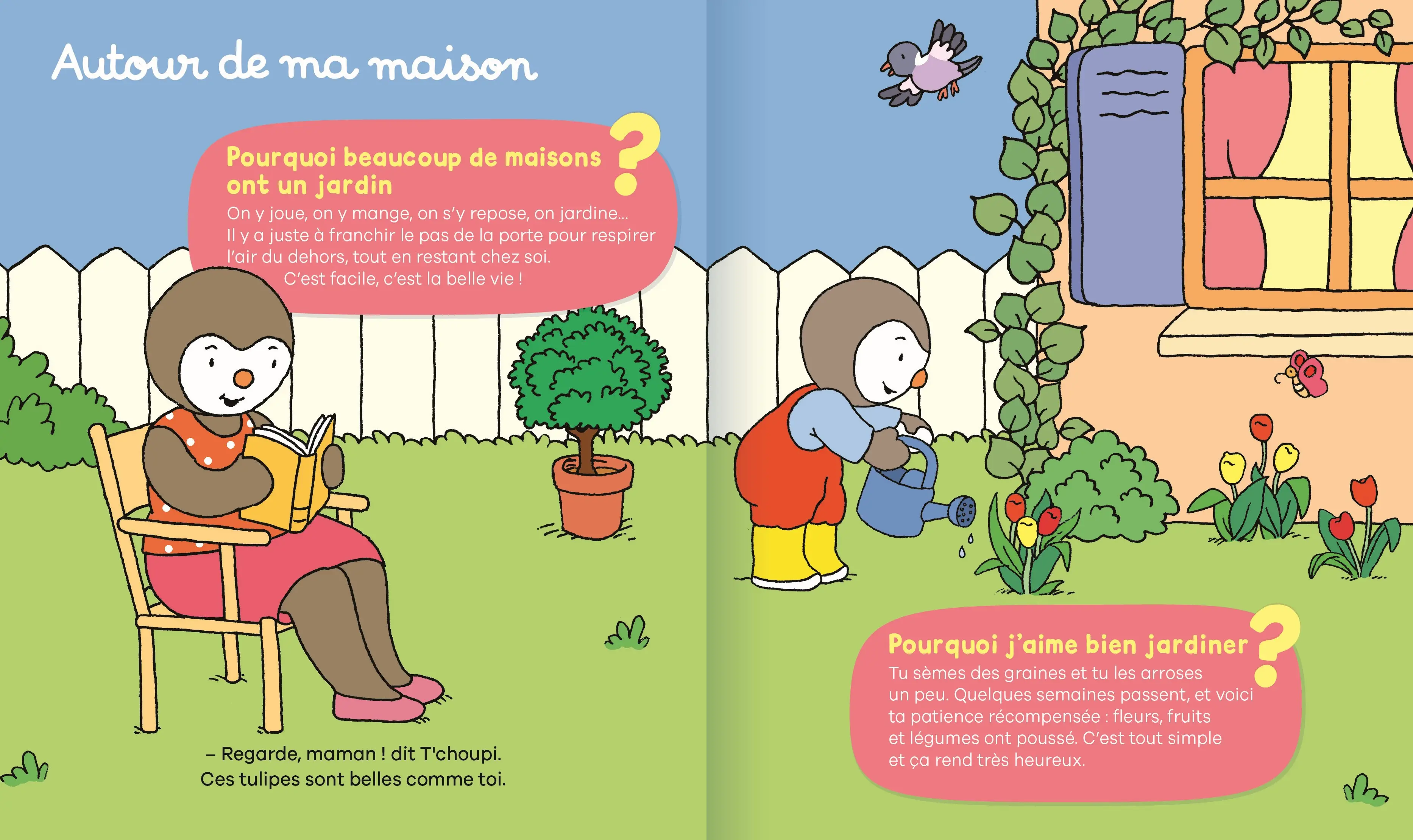 Les pourquoi de T'choupi - Le jardin - 24 questions réponses pour partir à la découverte du jardin avec T'choupi ! - dès 2 ans - Livre documentaire - 9782095044213 - page-interieure 01