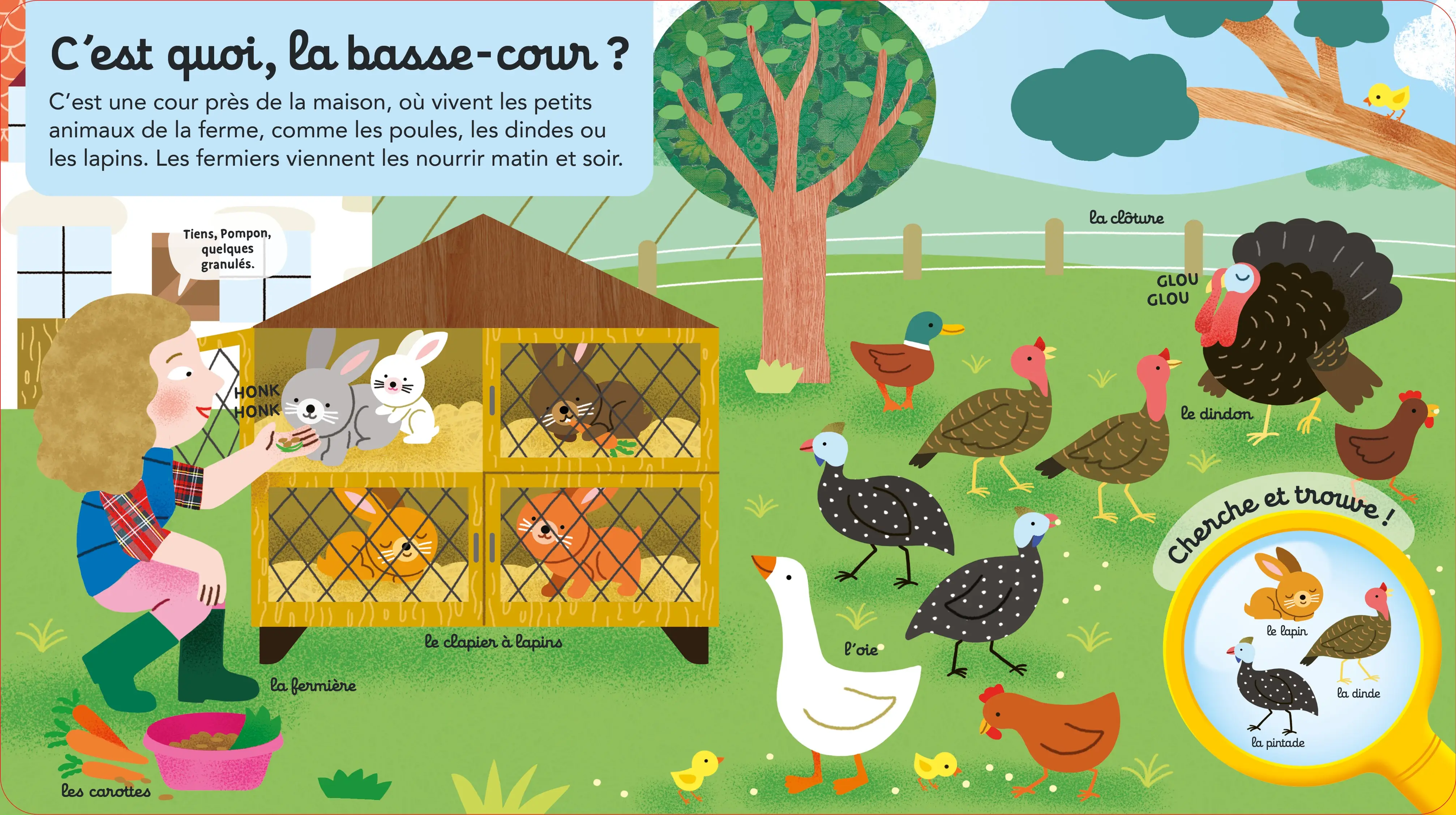 Questions/Réponses : Les animaux de la ferme - pour découvrir les animaux de la ferme en 7 questions illustrées - dès 2 ans - Livre documentaire - 9782095045371 - page-interieure 01