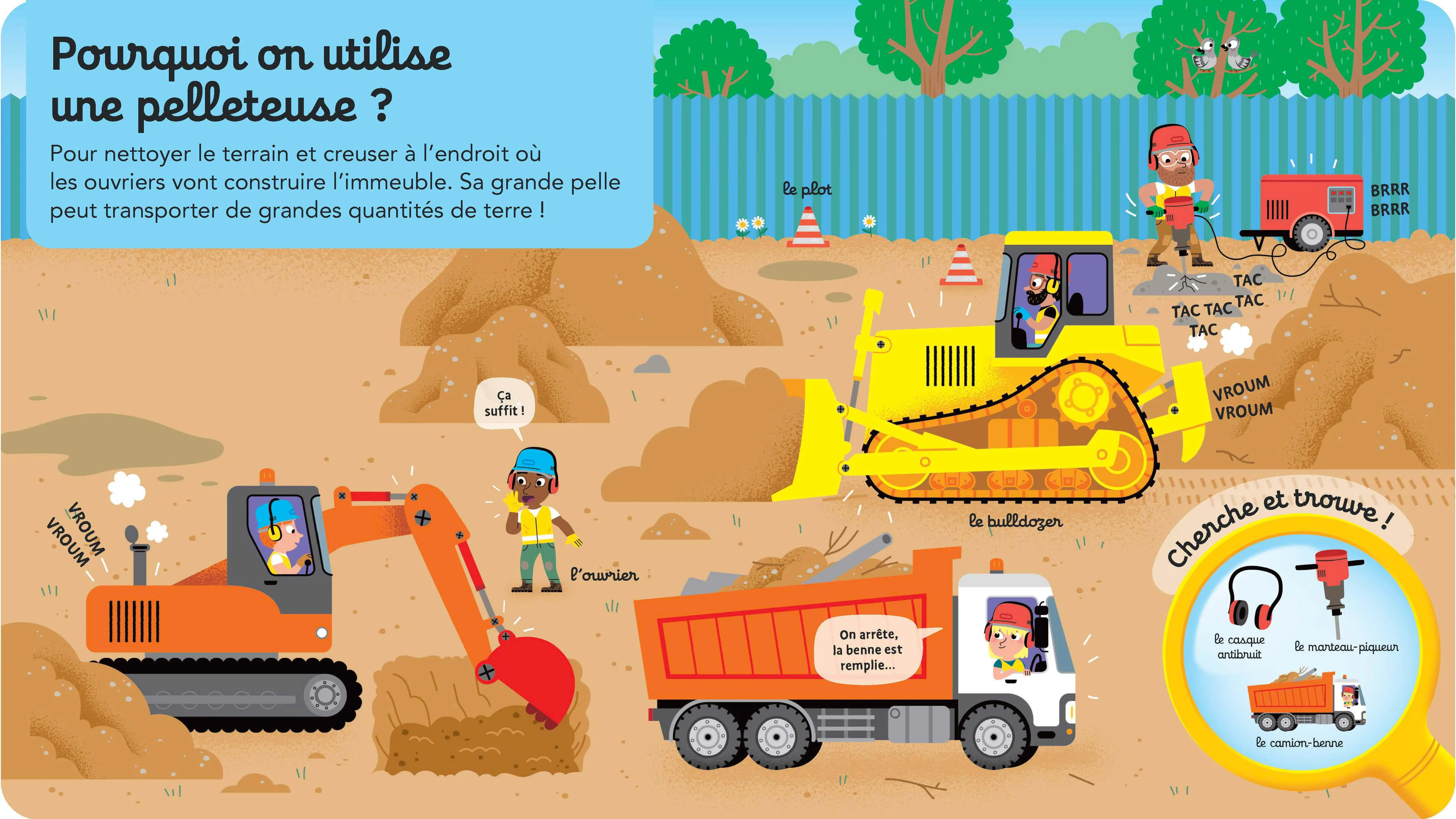 Le chantier - Questions/Réponses - Mon premier livre d'images et de découvertes sur les engins de construction - dès 2 ans - Livre documentaire - 9782095045401 - page-interieure 01