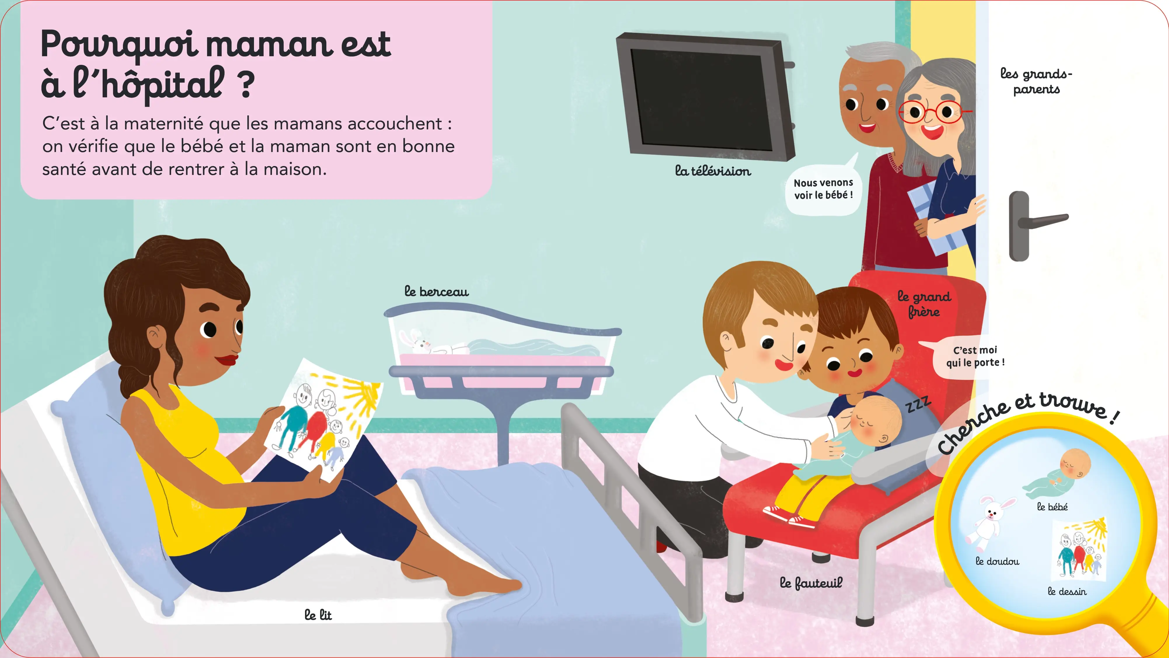 Questions/Réponses : Bienvenue bébé -  7 questions illustrées pour les tout-petits - Dès 2 ans - Livre documentaire - 9782095045418 - page-interieure 01
