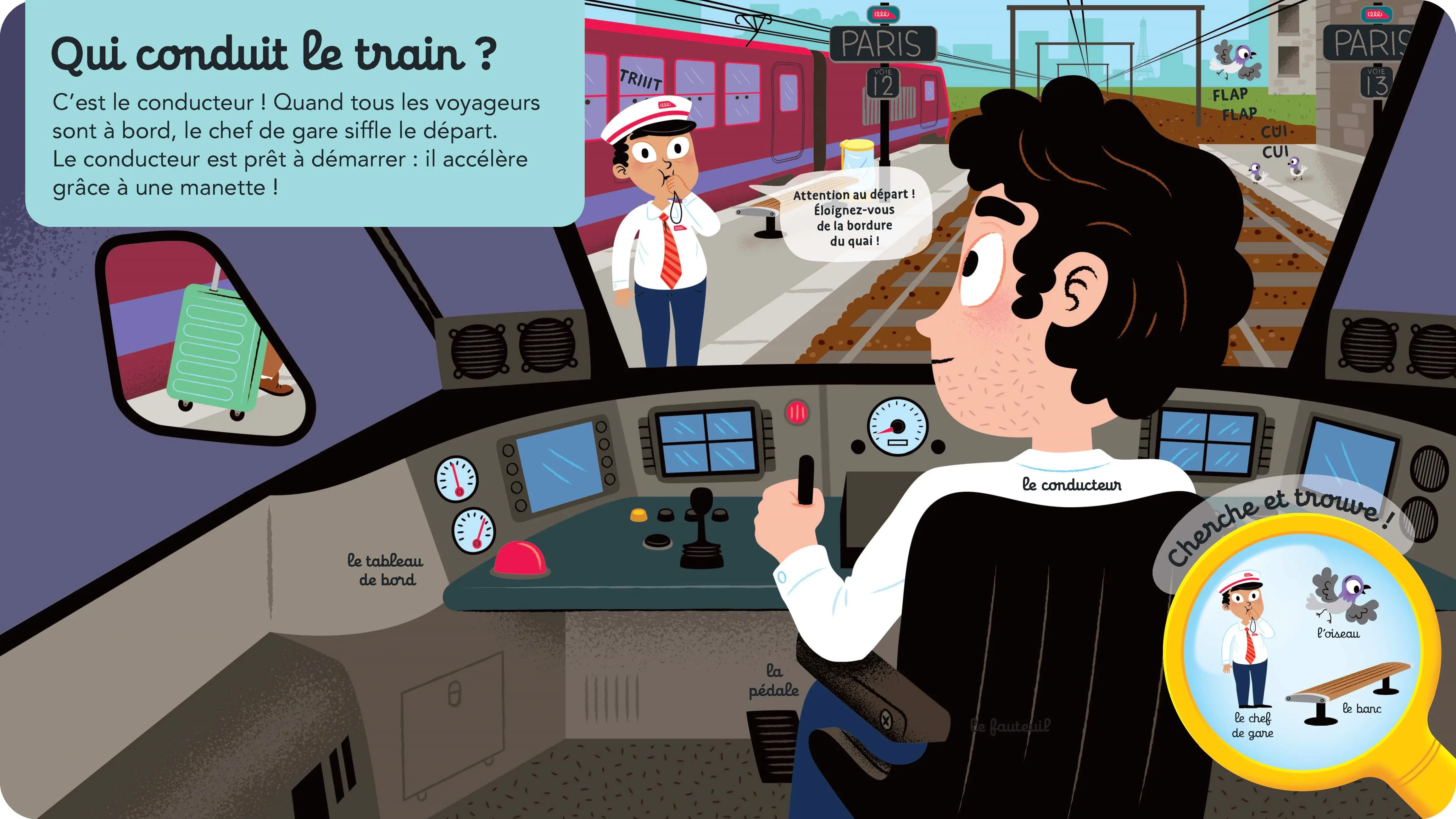 Questions Réponses : Le train - Un livre à glisser dans les bagages avant de partir en vacances - dès 2 ans - Livre documentaire - 9782095045425 - page-interieure 01