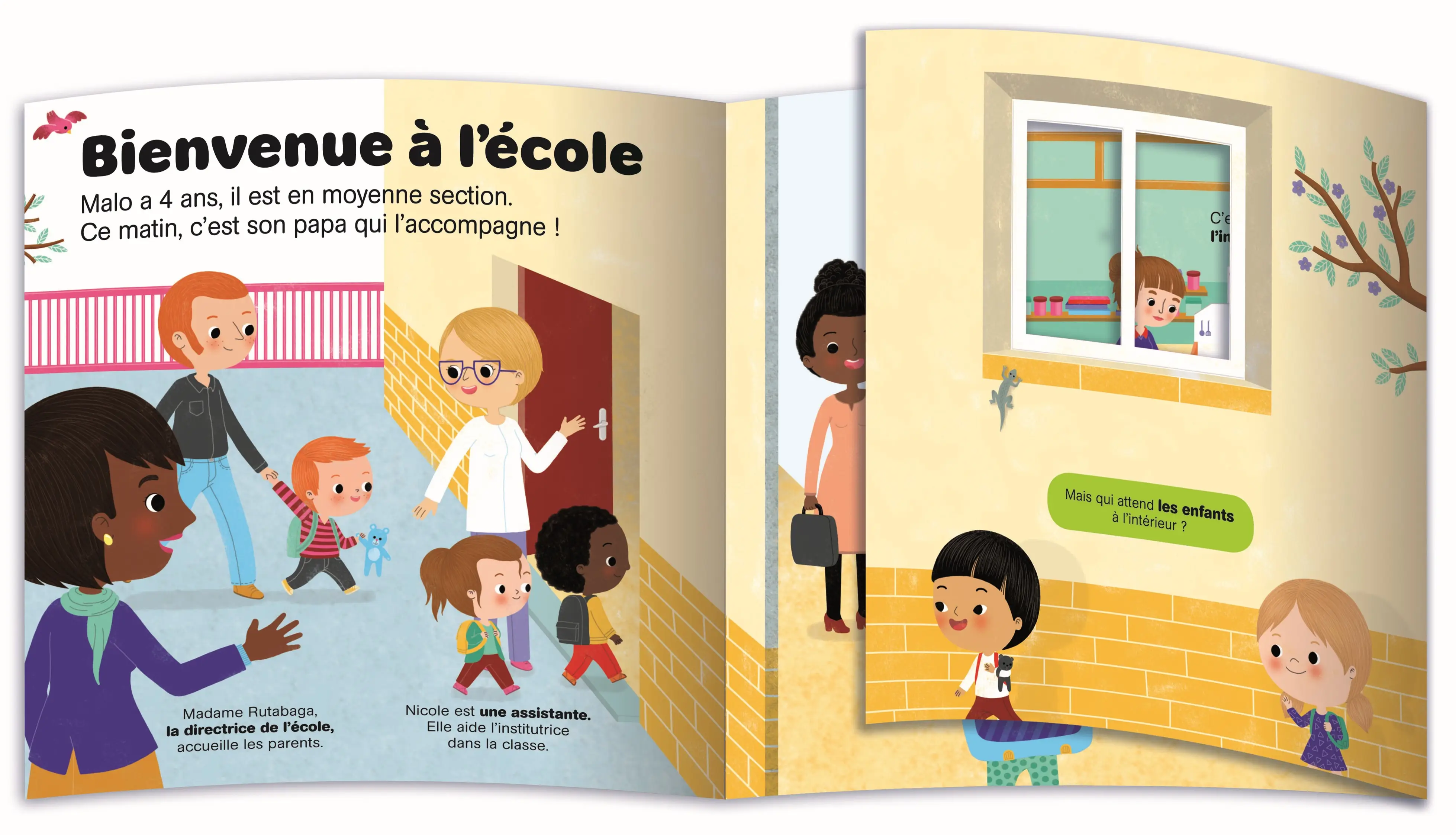 Kididoc - L'Ecole maternelle - Un livre 100% animé avec pop-up et tirettes qui prépare à l'entrée en maternelle - dès 3 ans - Livre documentaire - 9782095045531 - page-interieure 01