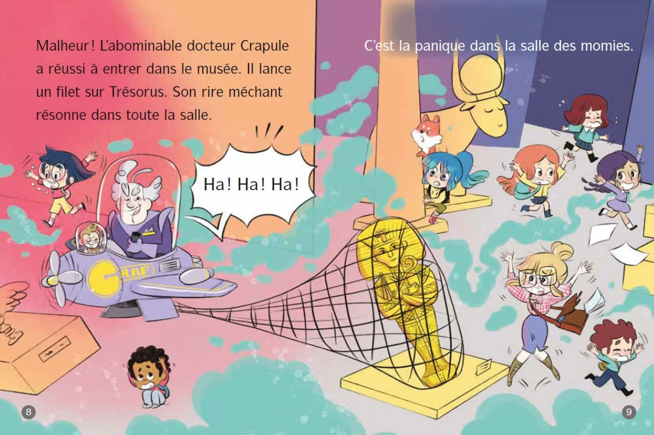 Super-Angèle et Natsou : L'attaque du Docteur Crapule - Lune Bleue - Dès 6 ans  - Roman - 9782095045951 - page-interieure 01