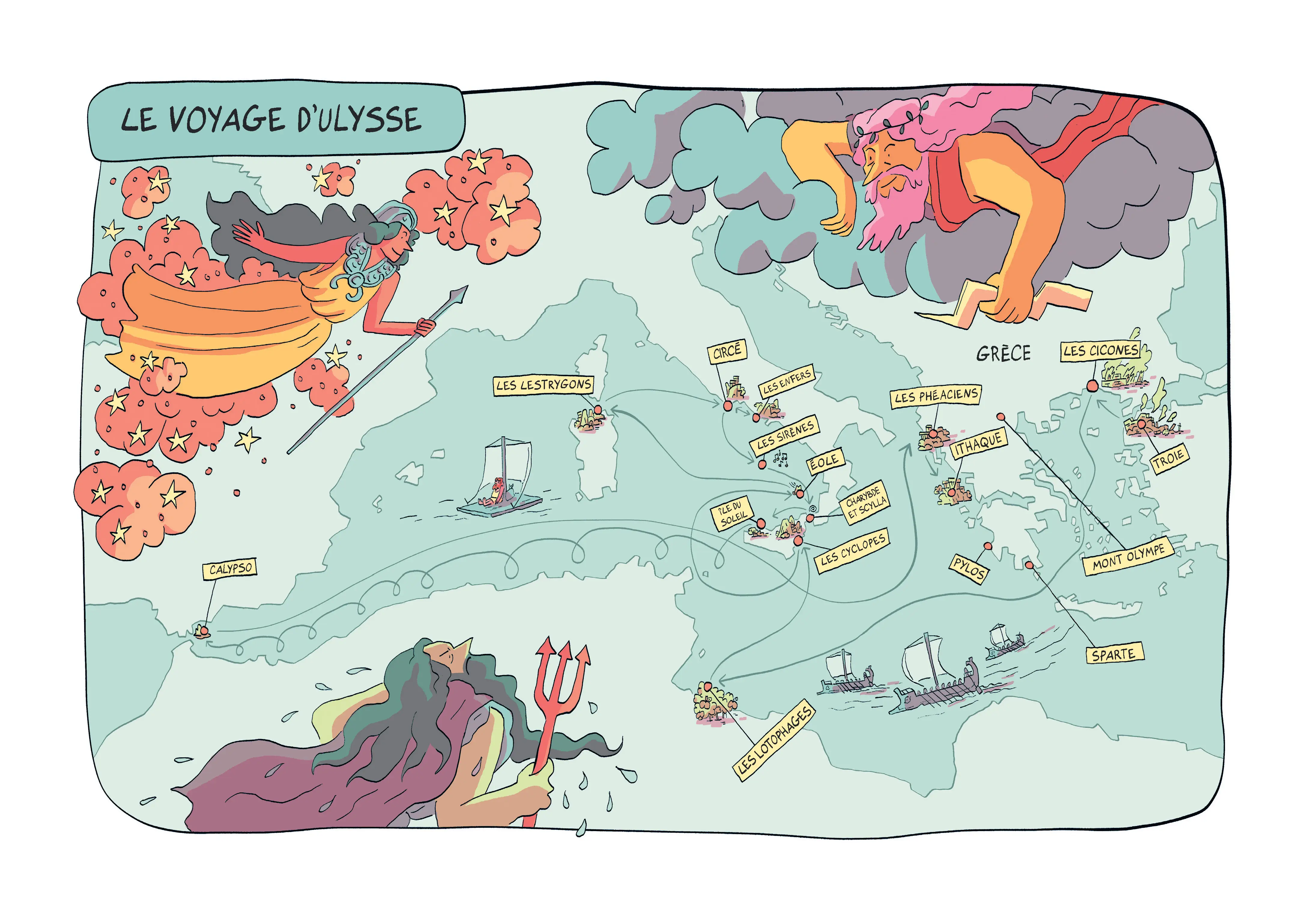 L'Odyssée d'après Homère - Le retour d'Ulysse : ce que le mythe nous raconte vraiment ! Dès 10 ans - BD - 9782095049942 - page-interieure-01