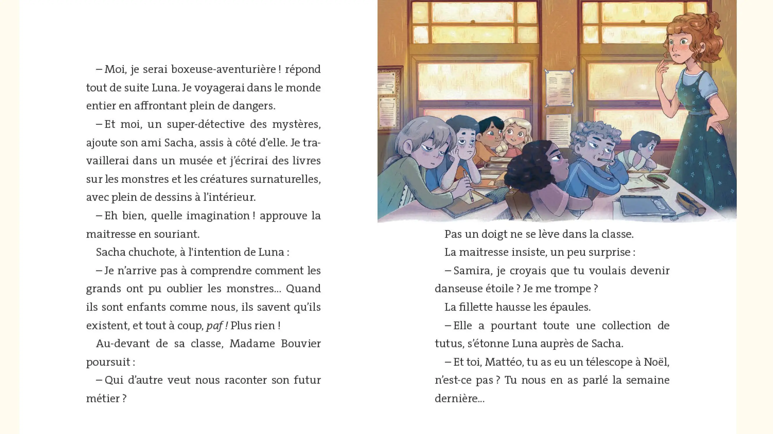 Les Chasse-Monstres - Le voleur de rêves - Un duo soudé qui affronte les monstres au quotidien !  - Etoile Filante - Dès 7 ans - Roman - 9782095058104 - page-interieure 01
