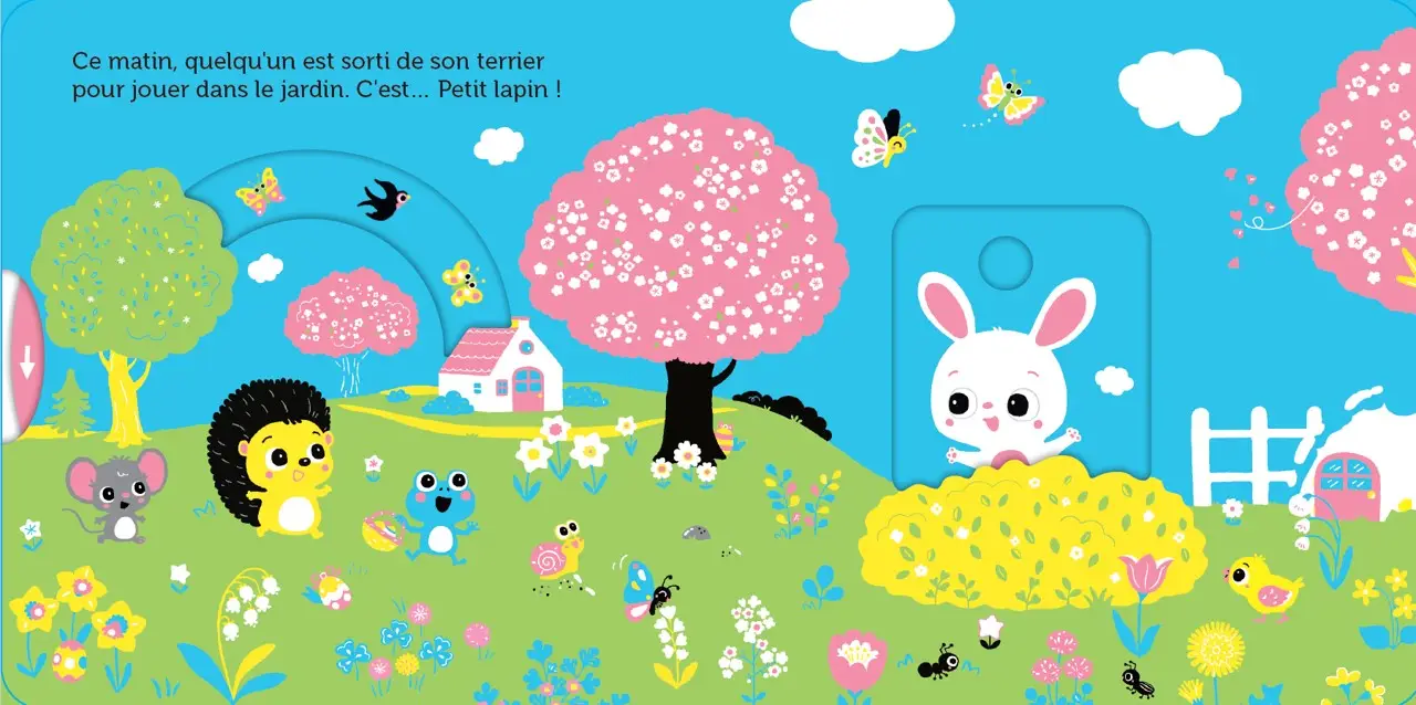 Promenade avec petit lapin - Pour partir à la découverte du printemps - Dès 6 mois - Livre d'éveil - 9782095058432 - page-interieure 01