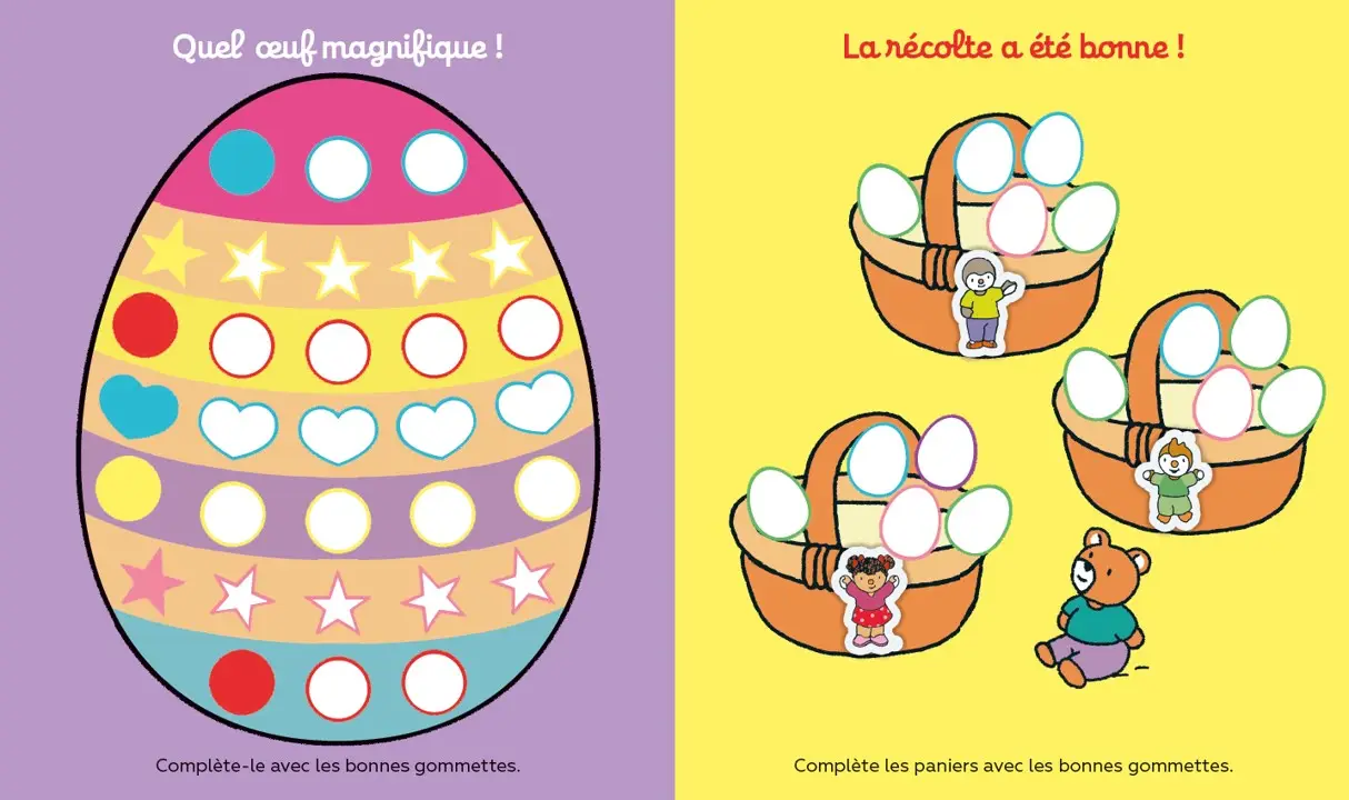 T'choupi mes gommettes de Pâques - Plus de 150 gommettes repositionnables ! - Dès 2 ans - Cahier d'activités - 9782095058753 - page-interieure 01