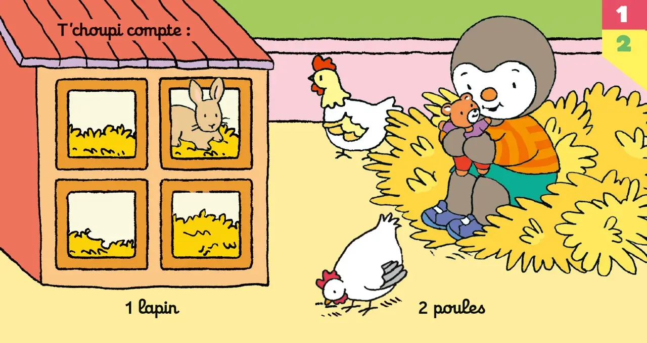 T'choupi - Les chiffres - Pour apprendre à compter jusqu'à 10 - Livre à onglets - Dès 10 mois - Livre d'éveil - 9782095058784 - page-interieure 01