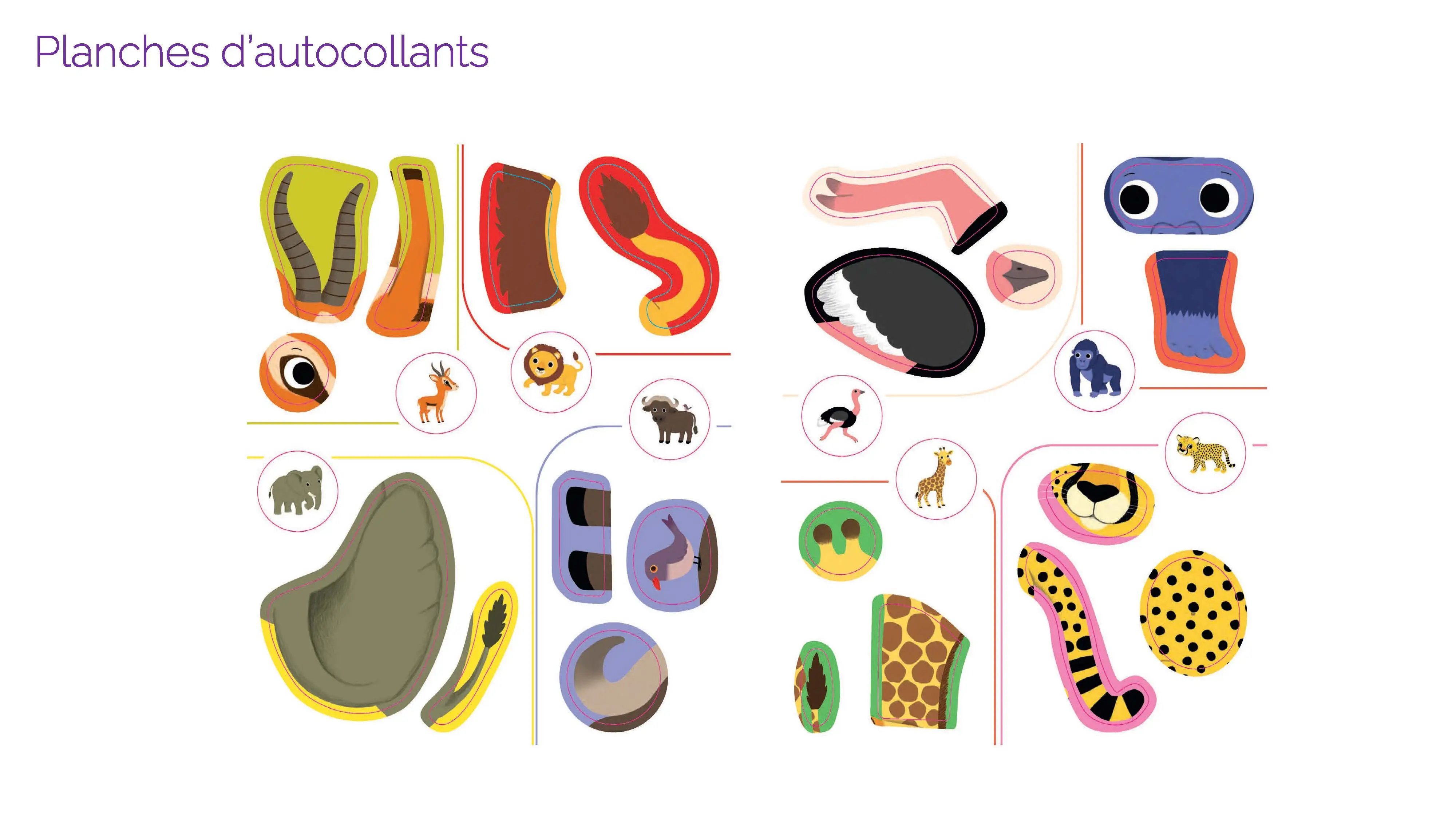 Mes premiers autocollants - Les animaux sauvages - Autocollants repositionnables - Dès 18 mois  - Cahier d'activités - 9782095061487 - page-interieure 01