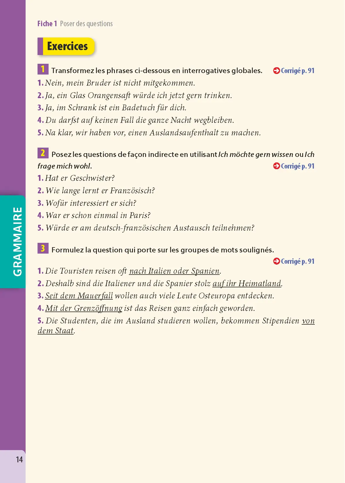 Allemand Lycée (2de, 1re, Terminale) - ABC Excellence - Bac 2027 - Enseignement commun - Cours complets, Notions-clés et vidéos, Points méthode, Exercices et corrigés détaillés - Livre de cours, méthode et exercices - 9782095020729 - page intérieure 014