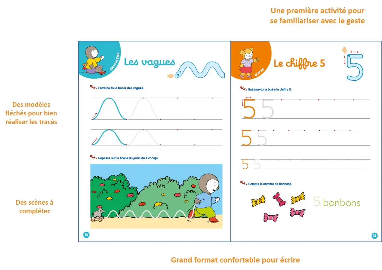 T'choupi Mon cahier ardoise effaçable - Ma petite section - dès 3 ans - Cahier d'exercices - 9782091935560 - page-interieure 02