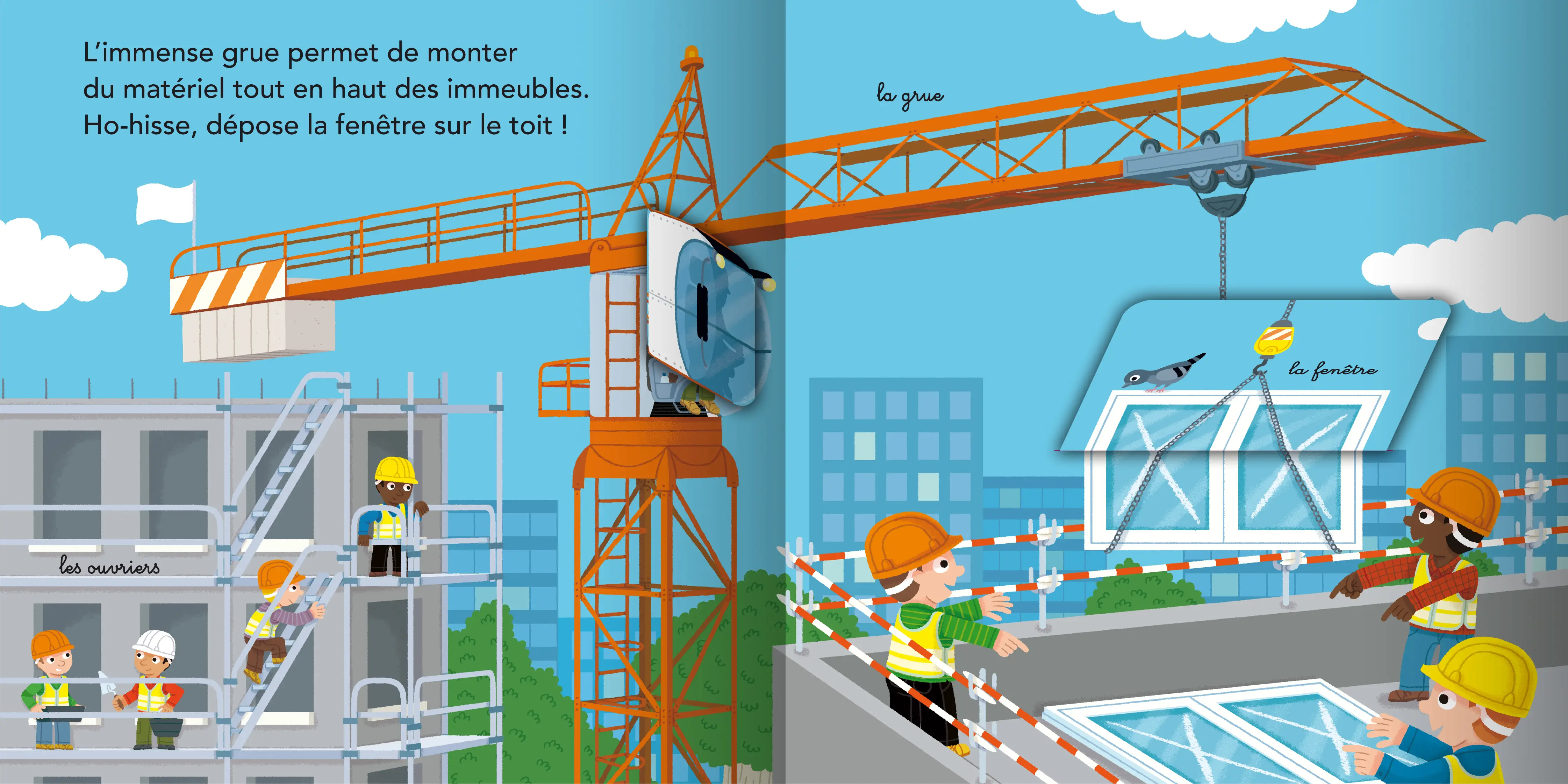 Le Chantier - Kididoc - livre animé dès 2 ans - Livre documentaire - 9782092587713 - page-interieure 02