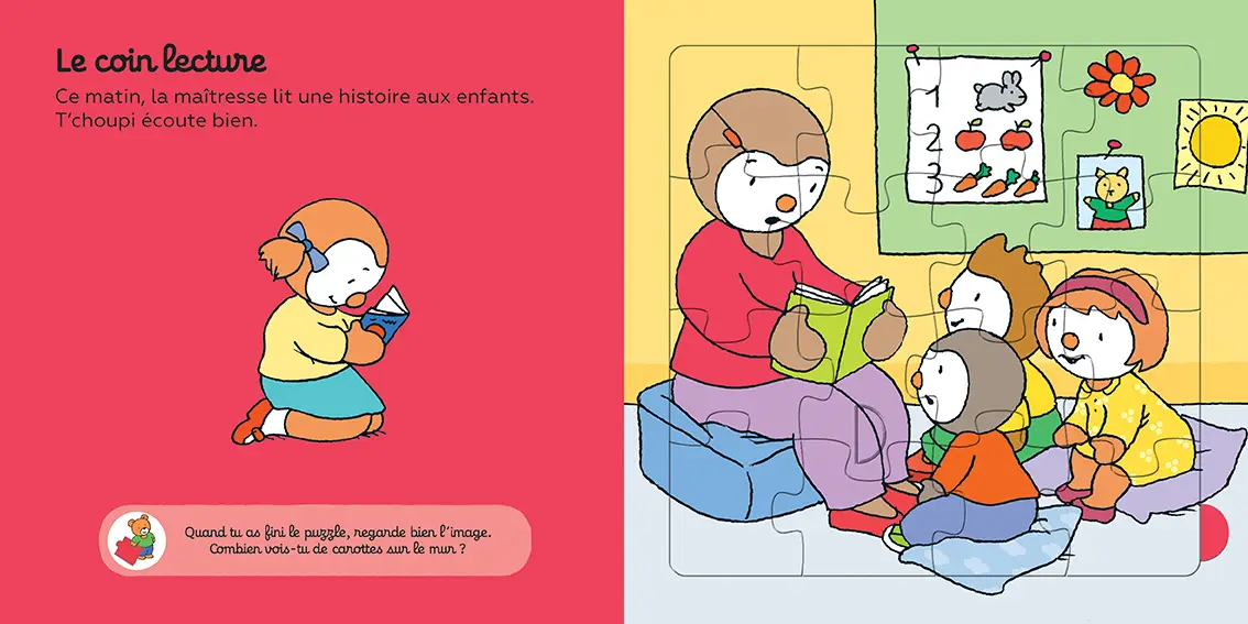 T'choupi, mon livre Puzzle de l'école - Dès 2 ans - Livre d'éveil - 9782092590348 - page-interieure 02