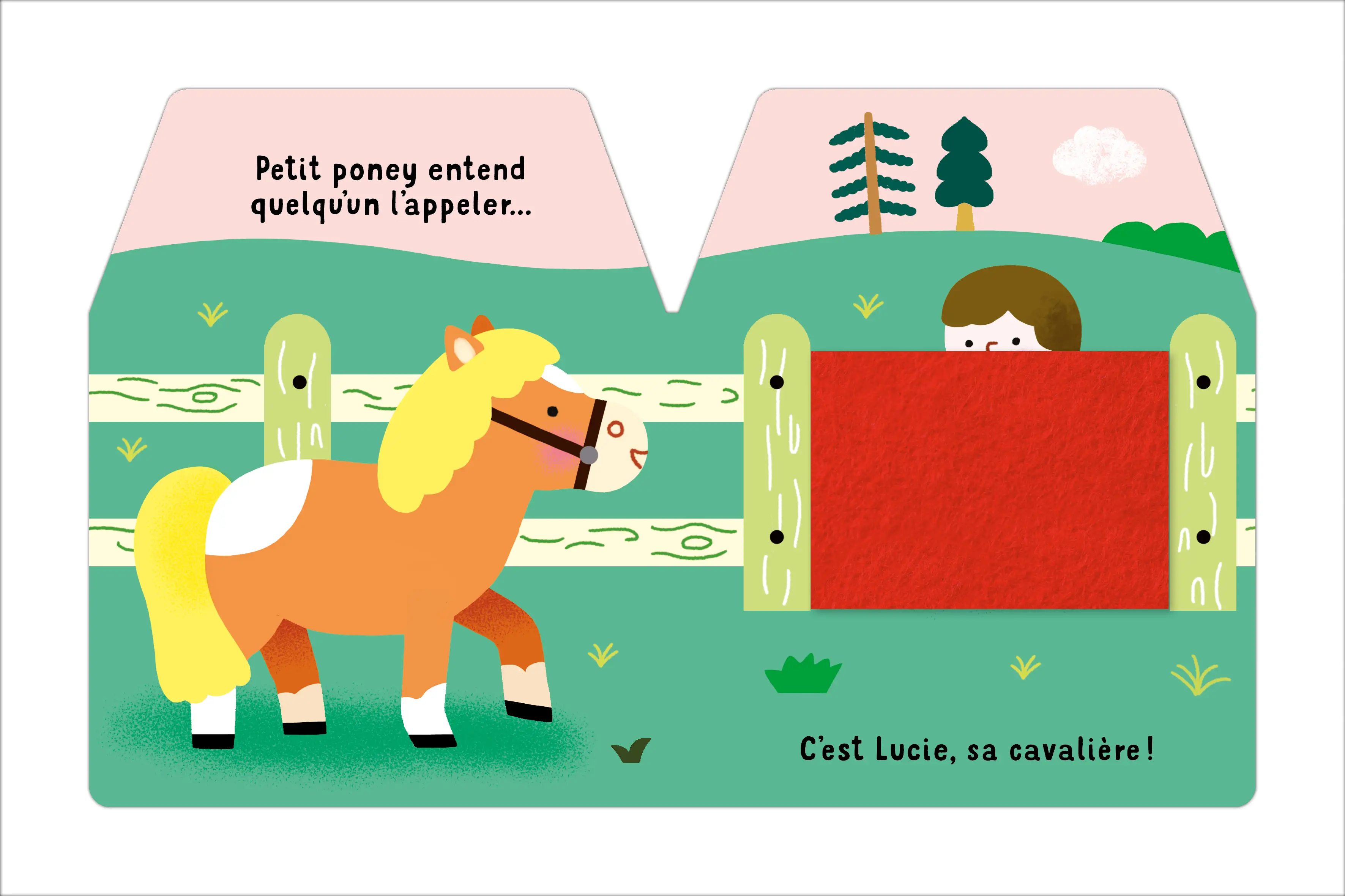 Cache-cache - petit poney- Livre à toucher pour les bébés dès 6 mois  - Livre d'éveil - 9782092591383 - page intérieure 02