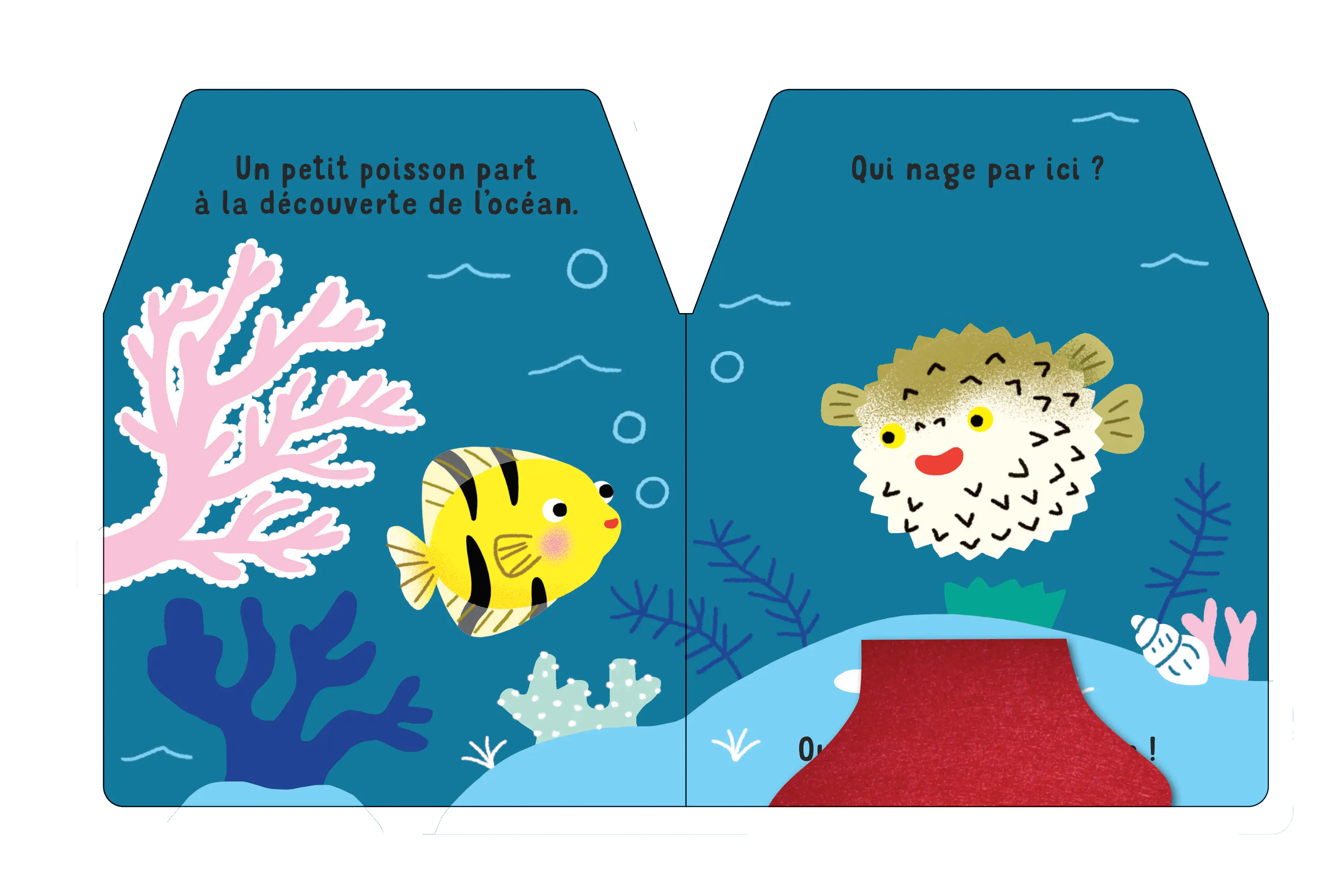 Cache cache petit poisson - Livre à toucher - Dès 6 mois - Livre d'éveil - 9782092592090 - page intérieure 02