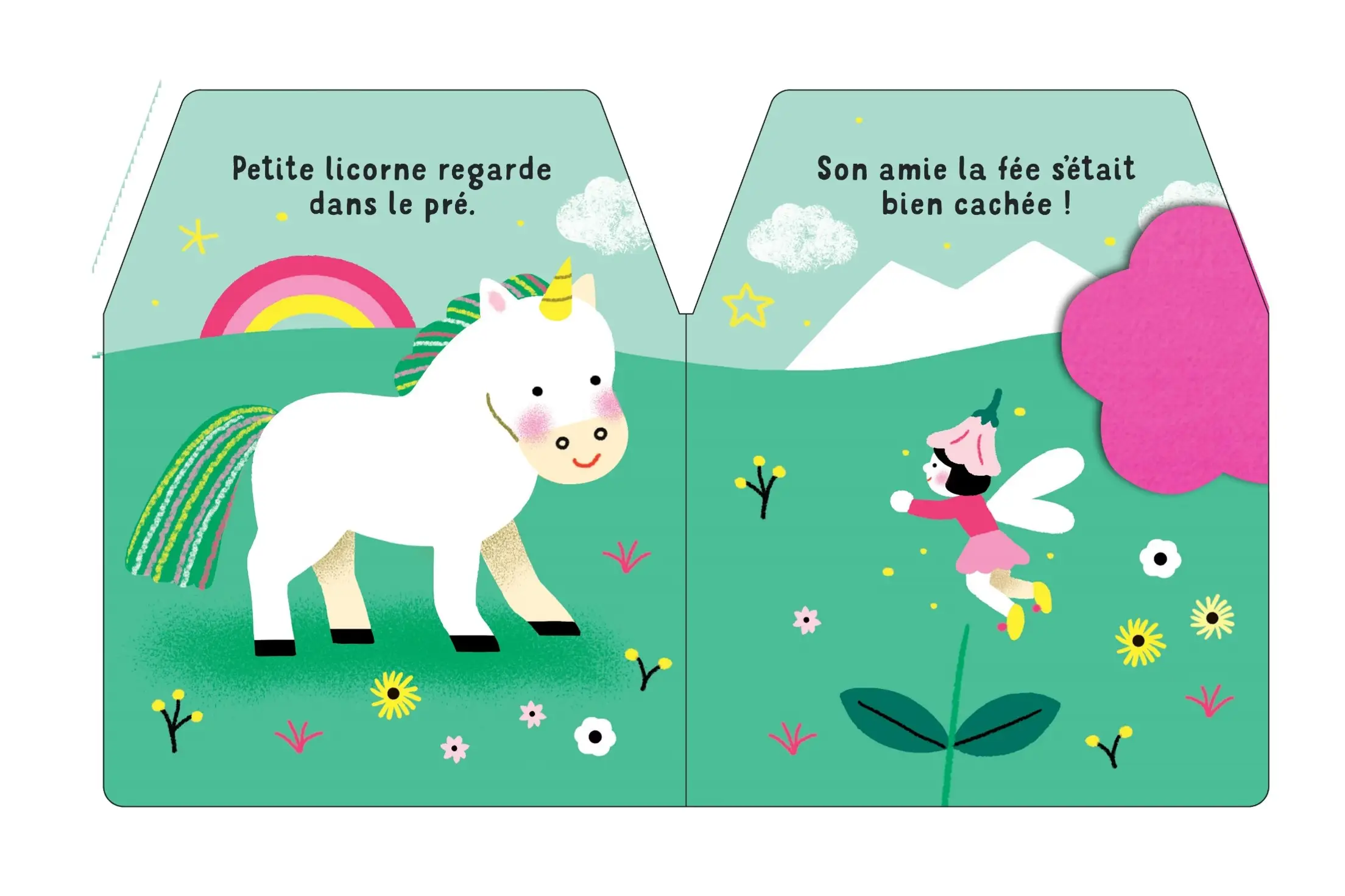 Cache-cache petite licorne - Livre matière - éveil -  Dès 6 mois - Livre d'éveil - 9782092592144 - page intérieure 02