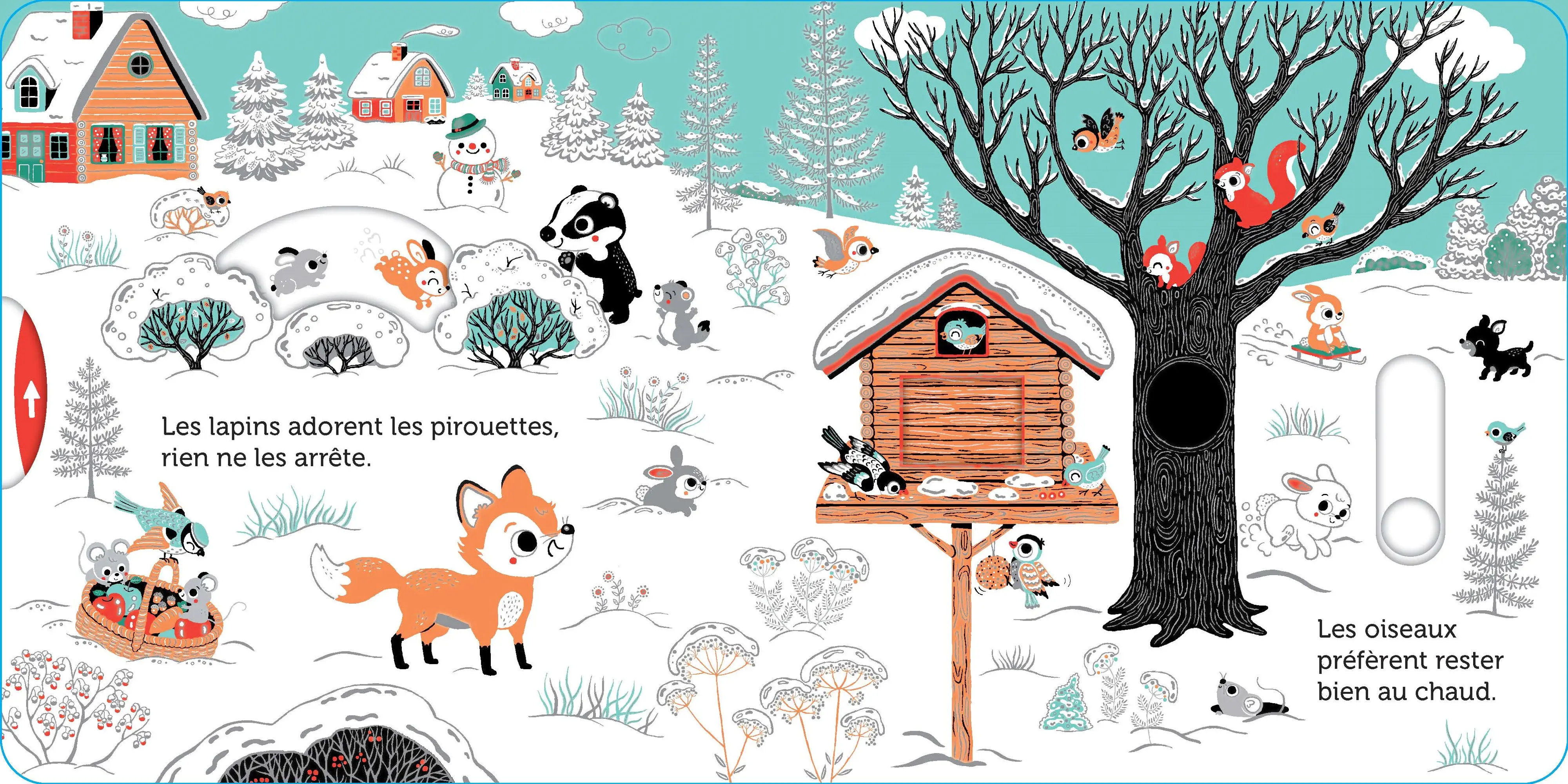 Promenade dans la neige -  livre d'éveil animé, pour les bébés dès 6 mois - Livre d'éveil - 9782095013288 - page-intérieure 02