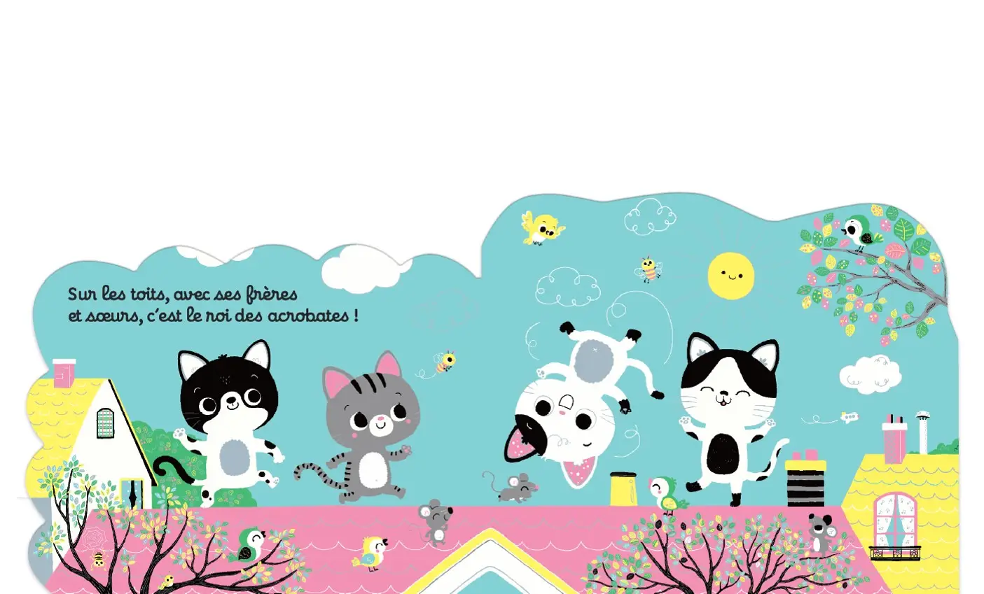 Petit Chat s'amuse - Livre d'éveil tout carton découpé en paysages - pour les bébés dès 6 mois - Livre d'éveil - 9782095013912 - page-interieure 02