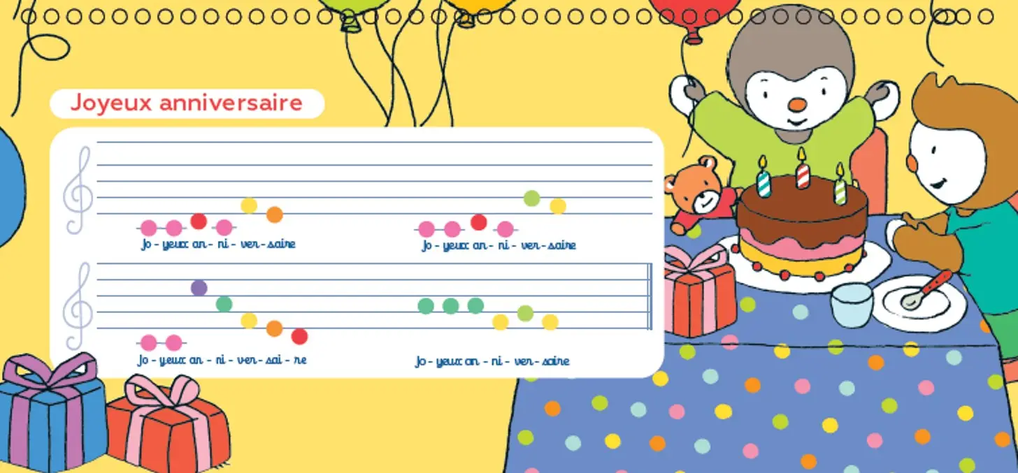 Mes comptines T'choupi au piano - Livre-piano dès 2 ans - Livre d'éveil - 9782095026745 - page-interieure 02