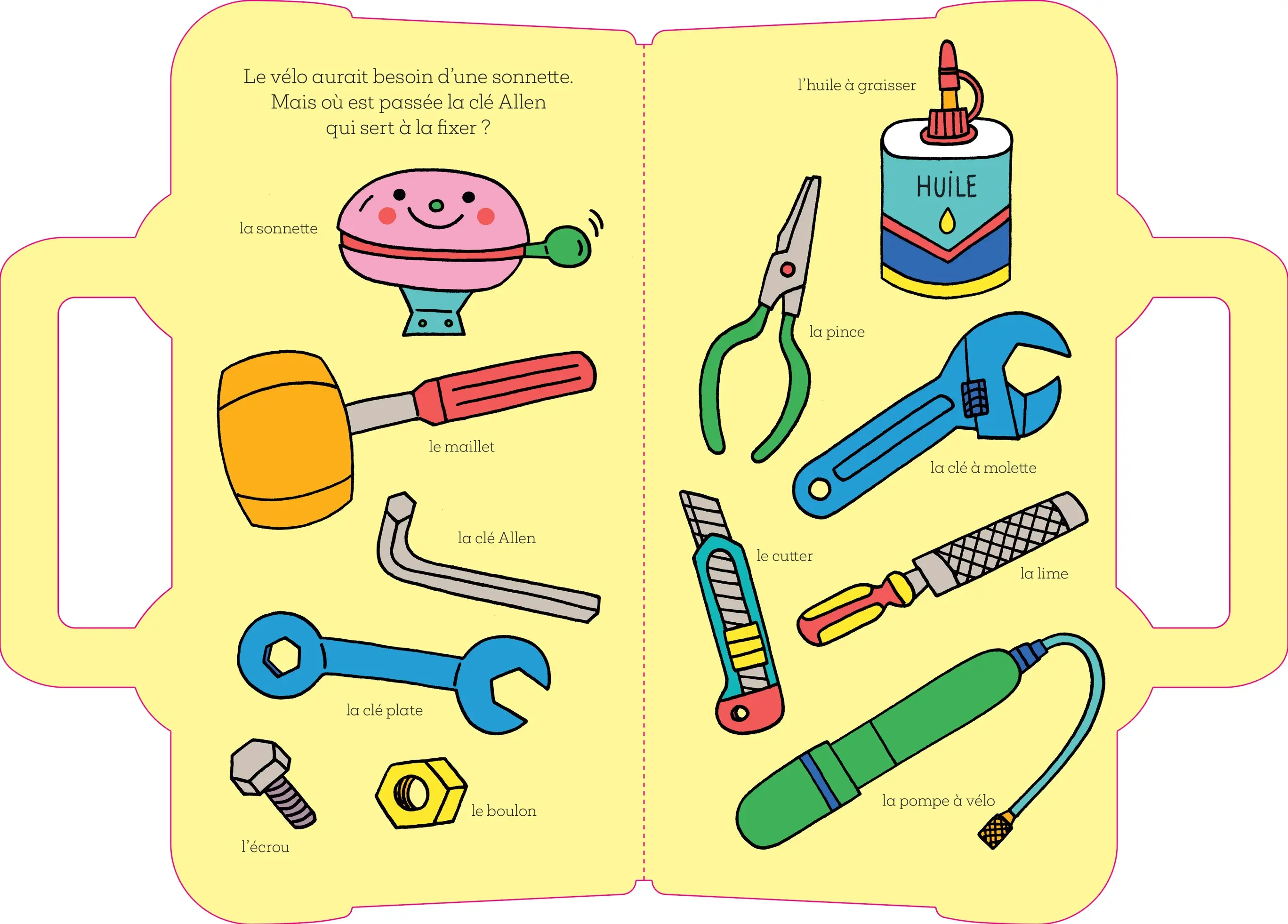 Mon imagier à promener - Ma boîte à outils - à emporter partout grâce à la poignée - dès 18 mois - Livre d'éveil - 9782095042233 - page-interieure 02