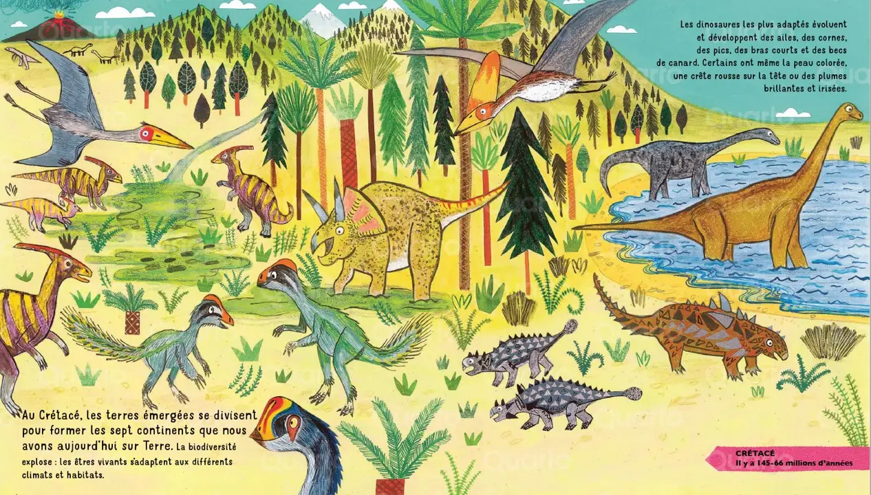 L'incroyable histoire des dinosaures - un voyage fascinant à travers 66 millions d'années, dès 5 ans - Livre documentaire - 9782095043605 - page-interieure 02