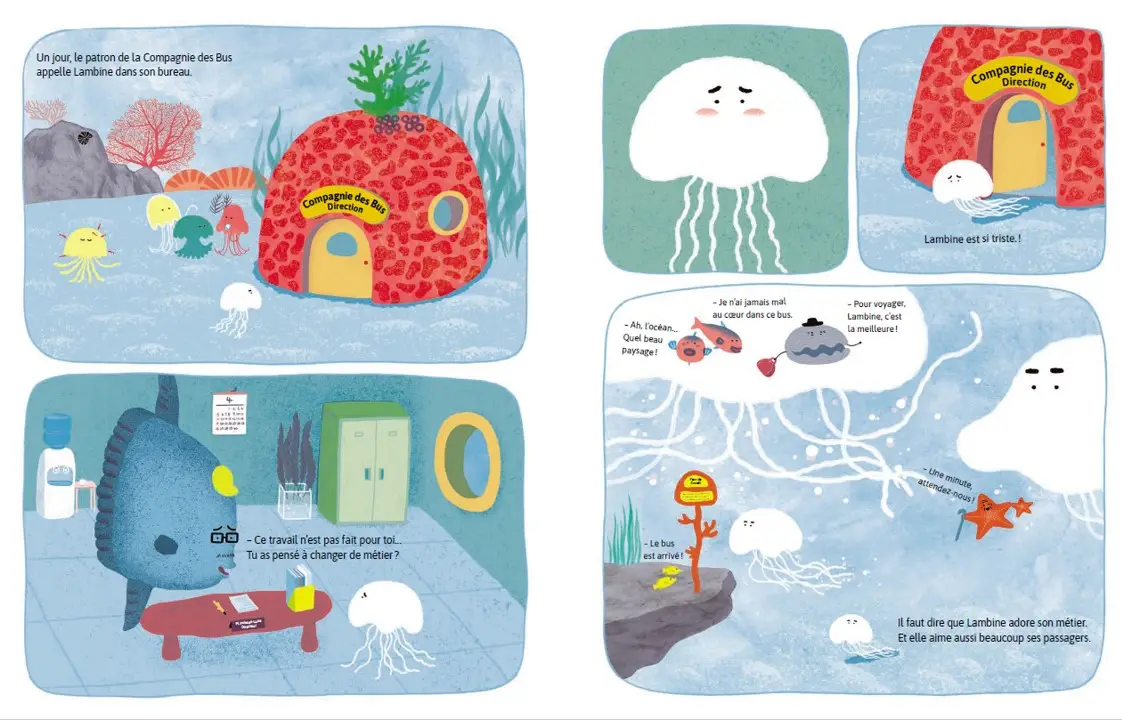 Le bus méduse - un album tendre et malicieux pour découvrir la vie des océans à bord d'une petite méduse à partir de 4 ans - Album(s) - 9782095047559 - page-interieure 02