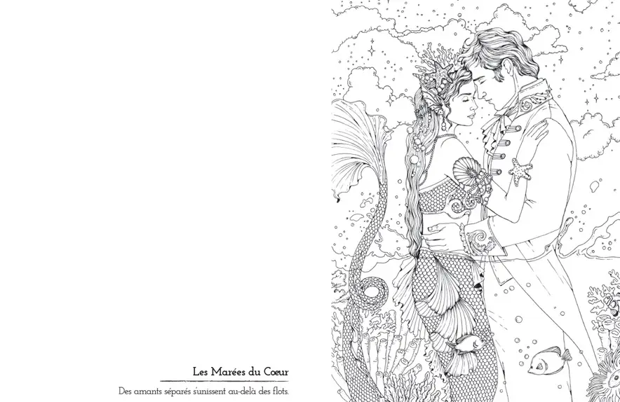 Coloriages Romantasy - Toute la magie de la romantasy en coloriant ! Livre de coloriage pour adultes - Cahier d'activités - 9782095052324 - page-interieure 02