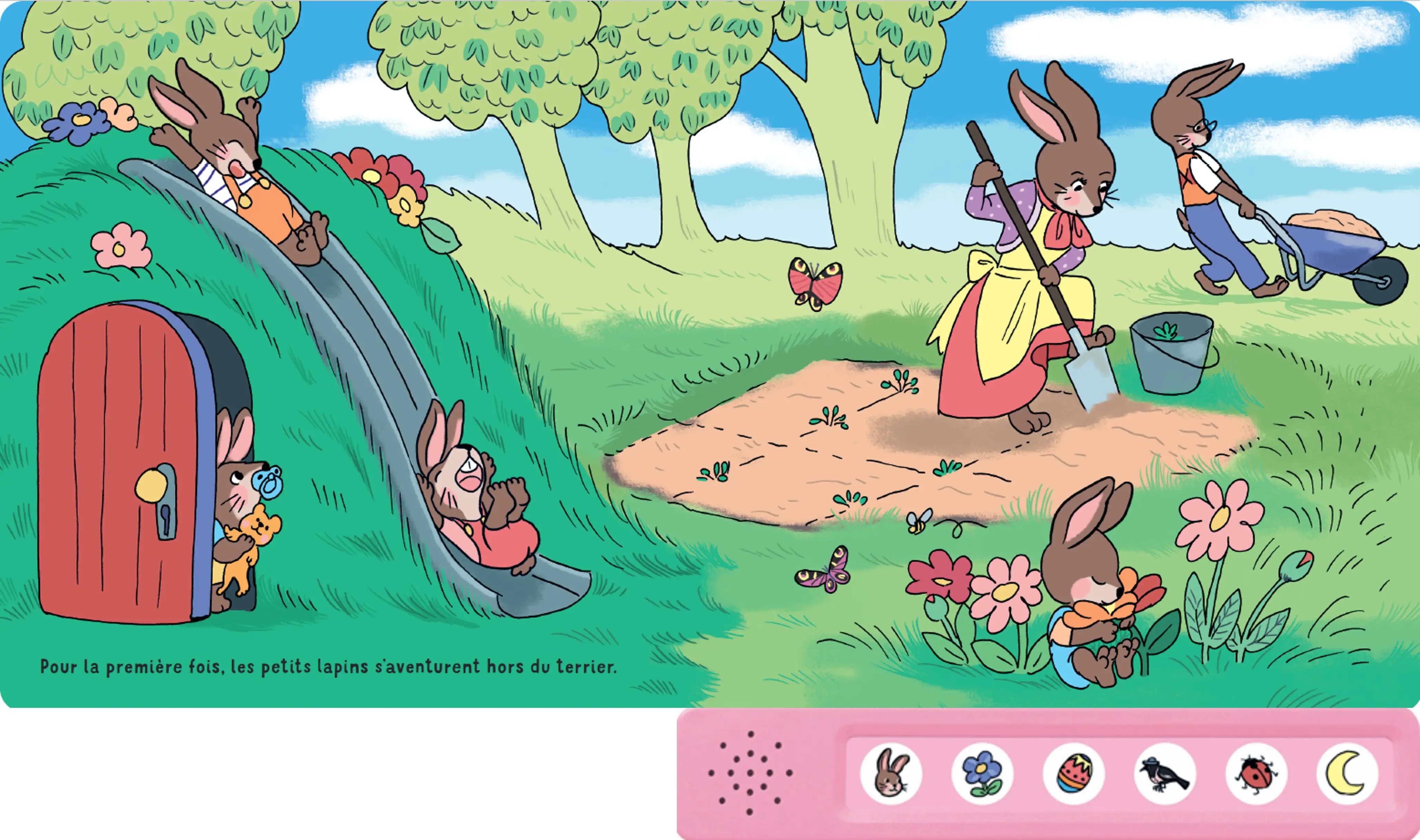 Comptines des petits lapins - Pour s'émerveiller de l'arrivée du printemps - Dès 6 mois - Livre d'éveil - 9782095058180 - page-interieure 02