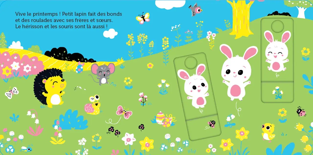 Promenade avec petit lapin - Pour partir à la découverte du printemps - Dès 6 mois - Livre d'éveil - 9782095058432 - page-interieure 02