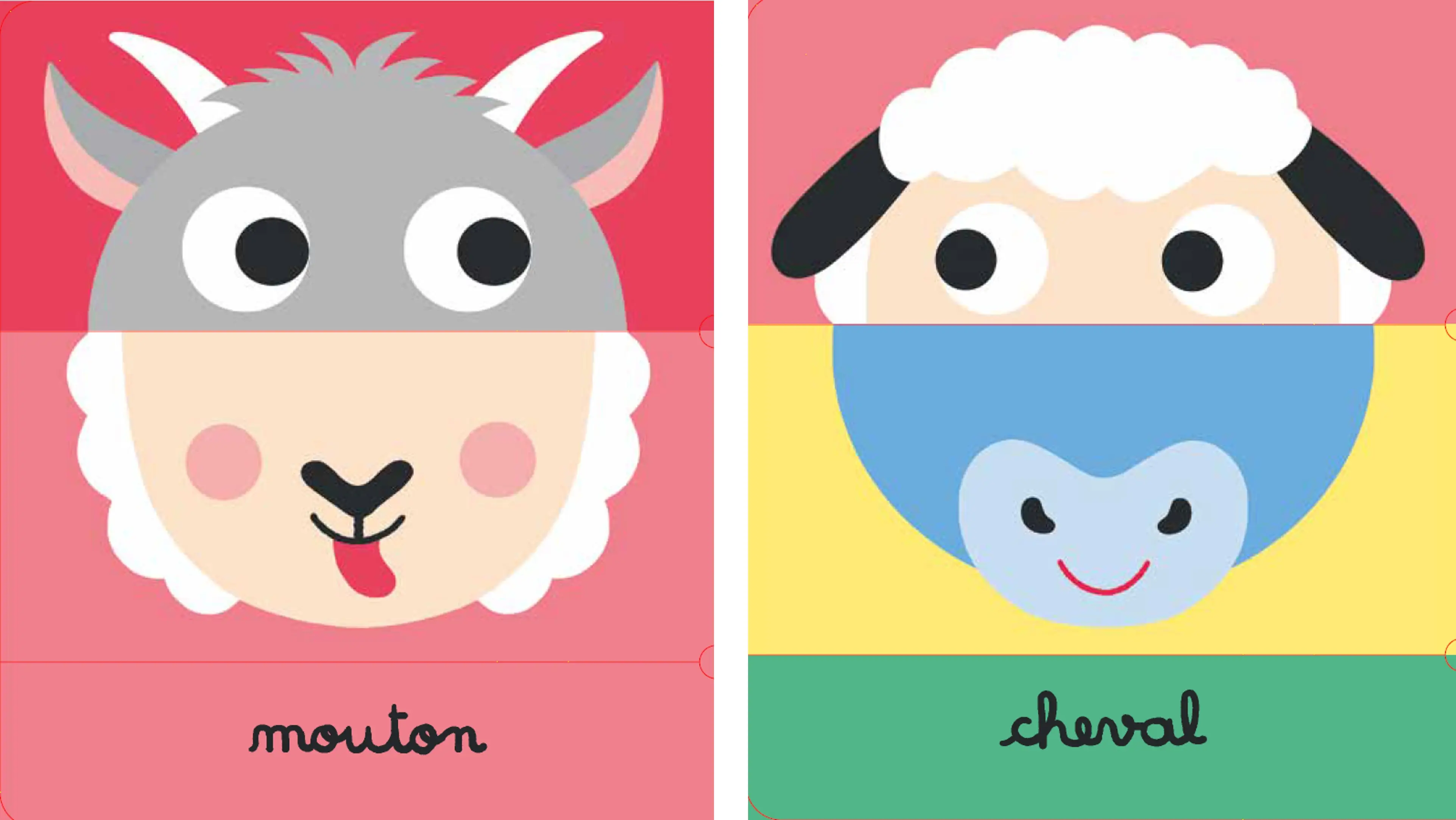 Ferme - Collection Minimix -  Un premier livre à manipuler pour découvrir les animaux de la ferme (dès 1 an) - Livre d'éveil - 9782095058524 - page-interieure 02