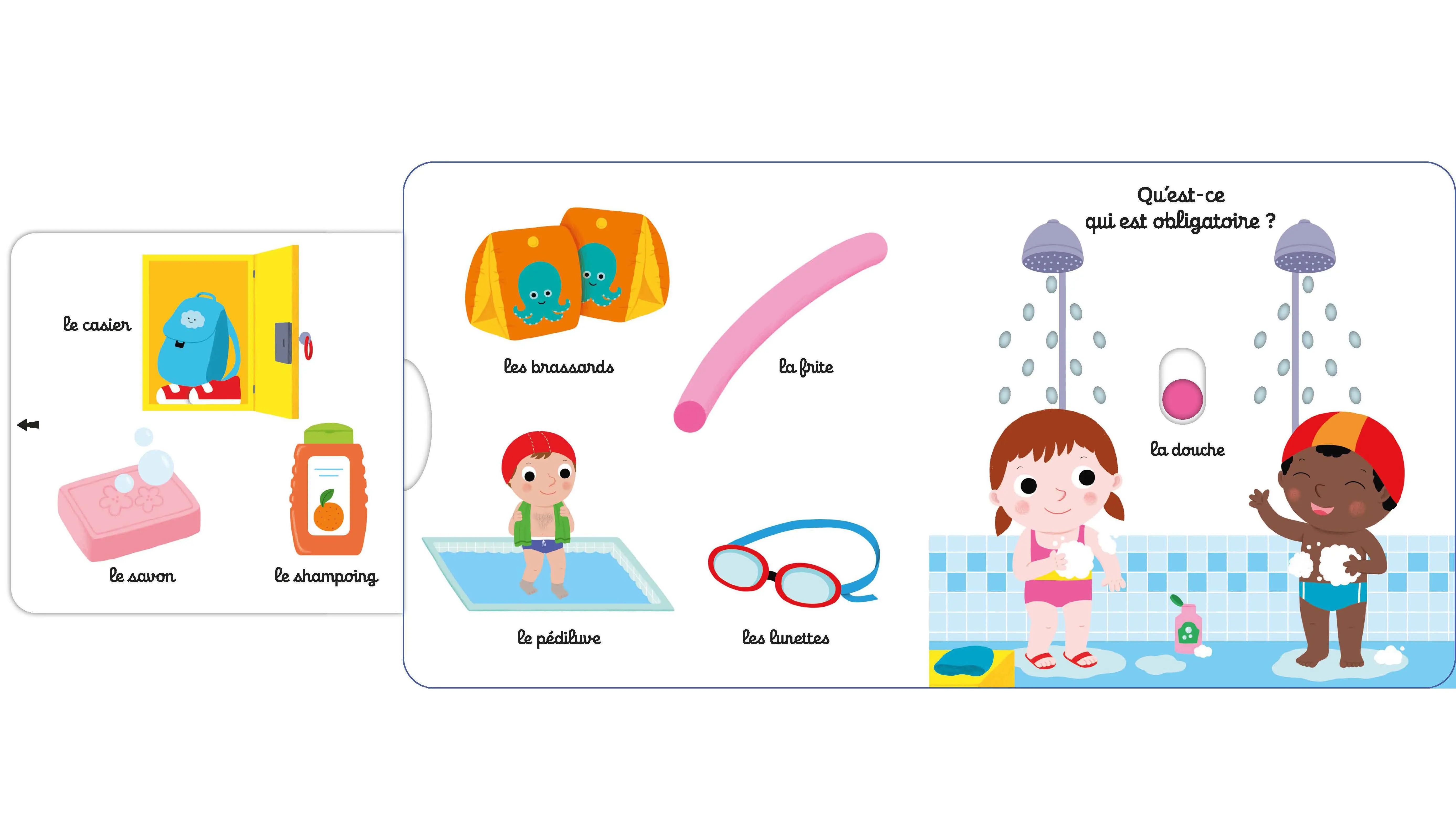 Mon imagier animé de la piscine - Collection Kididoc - Idéal pour les bébés nageurs - Dès 1 an - Livre documentaire - 9782095059880 - page-interieure 02