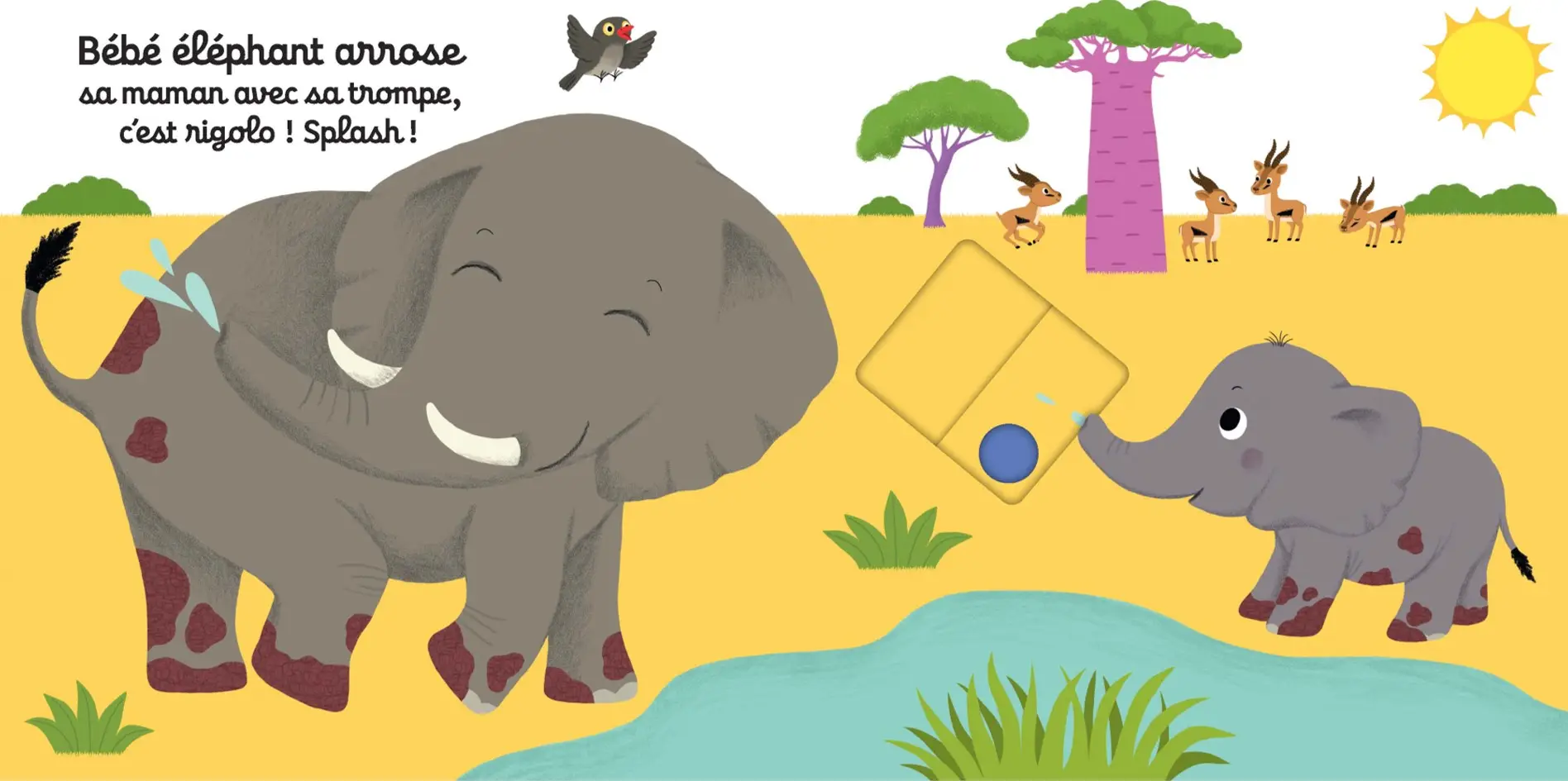 On s'amuse, petit éléphant ? - Histoire animée Kididoc, dès 1 an - Livre documentaire - 9782095019242 - page-interieure 03