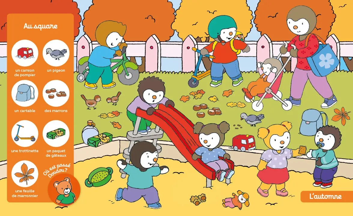 T'choupi  - Cherche et trouve les saisons - dès 2 ans  - Livre d'éveil - 9782095029371 - page-interieure 03