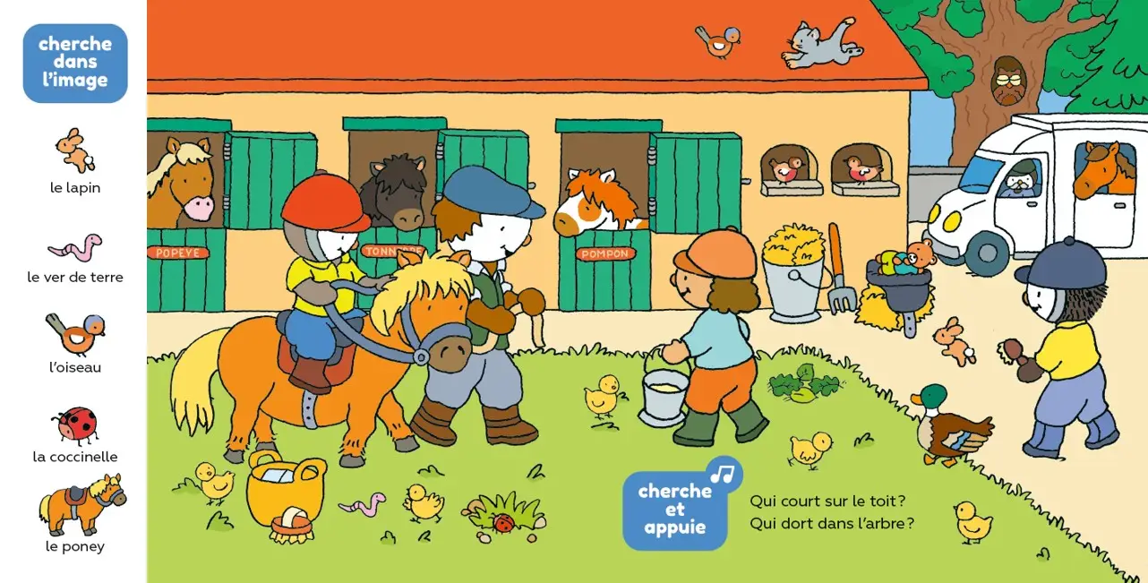 Cherche et trouve T'choupi - un livre sonore avec boutons pour découvrir les animaux - dès 2 ans - Livre d'éveil - 9782095029395 - page-interieure 03