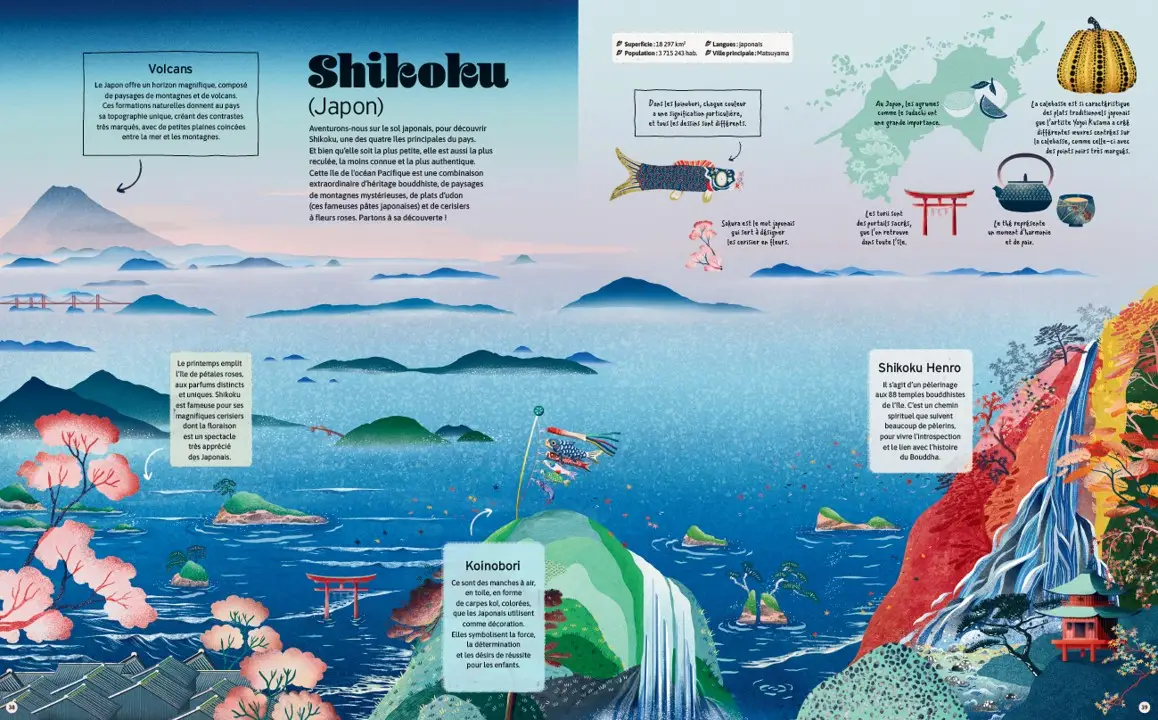 Album Mosquito ! : Iles du monde - Découvrez 16 iles du monde pour une initiation à l'écologie et à la géographie - dès 7 ans - Livre documentaire - 9782095036997 - page-interieure 03