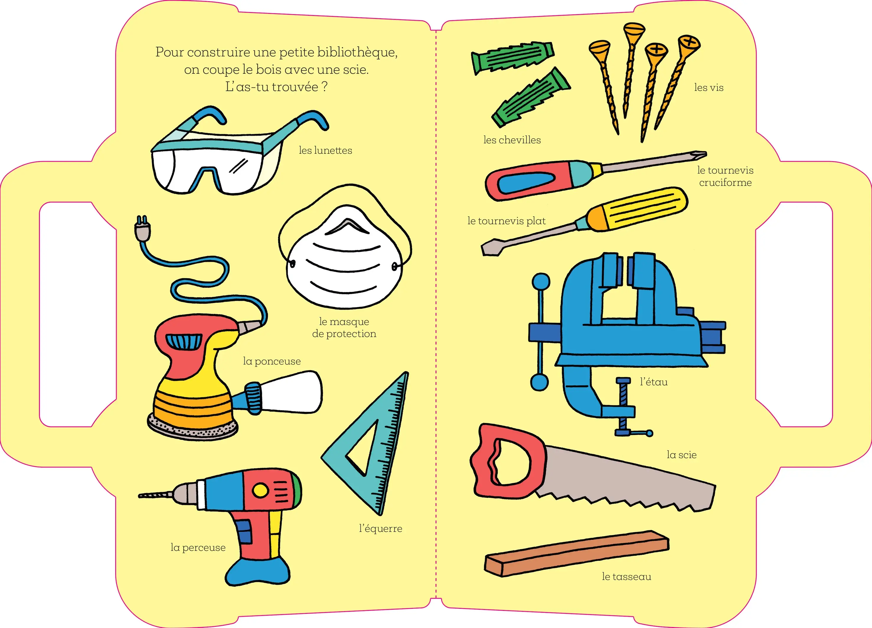 Mon imagier à promener - Ma boîte à outils - à emporter partout grâce à la poignée - dès 18 mois - Livre d'éveil - 9782095042233 - page-interieure 03