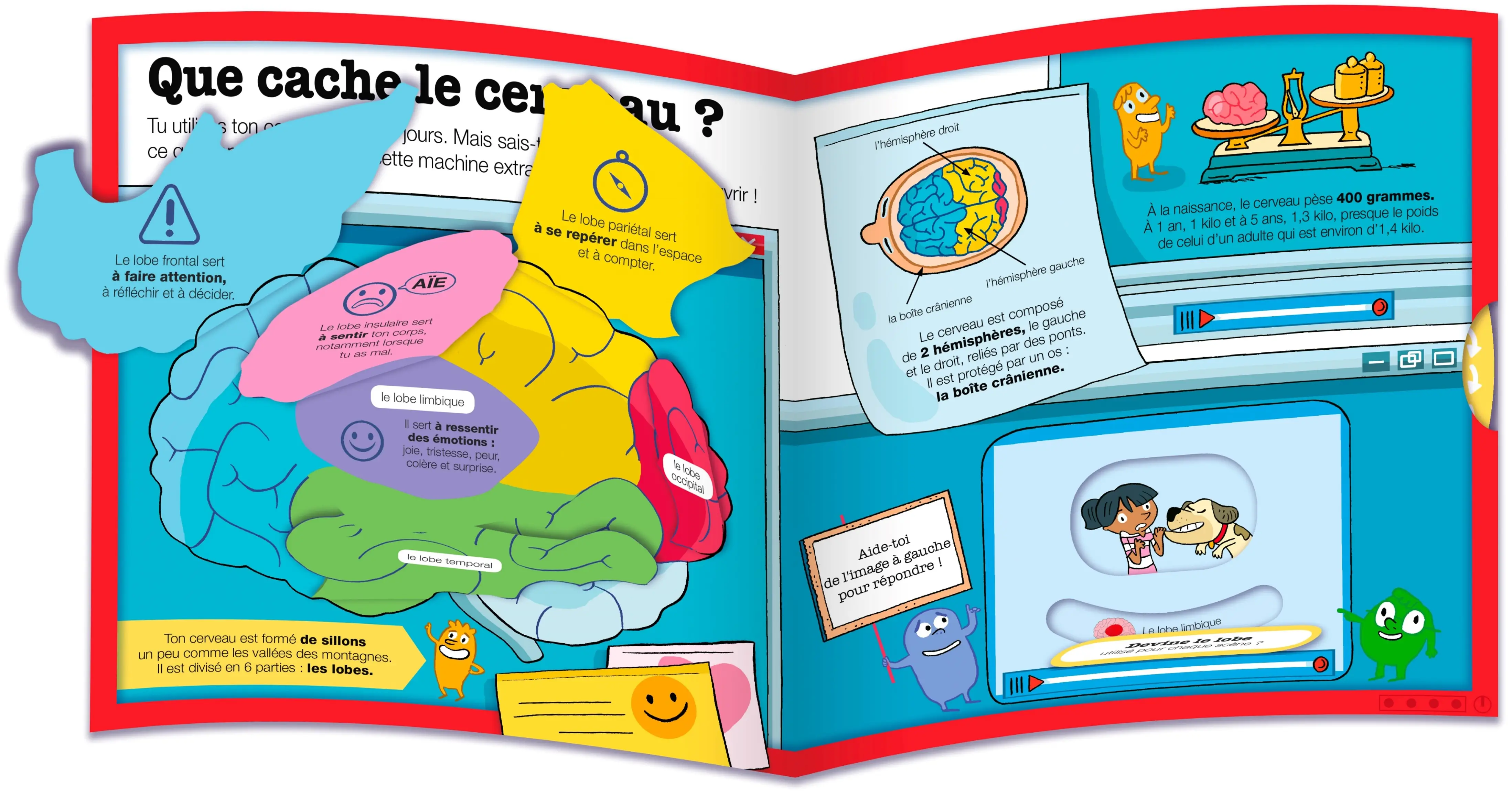 Kididoc - Explore ton cerveau - Un documentaire 100% animé et renouvelé pour tout comprendre sur ton cerveau ! - dès 5 ans - Livre documentaire - 9782095042264 - page-interieure 03