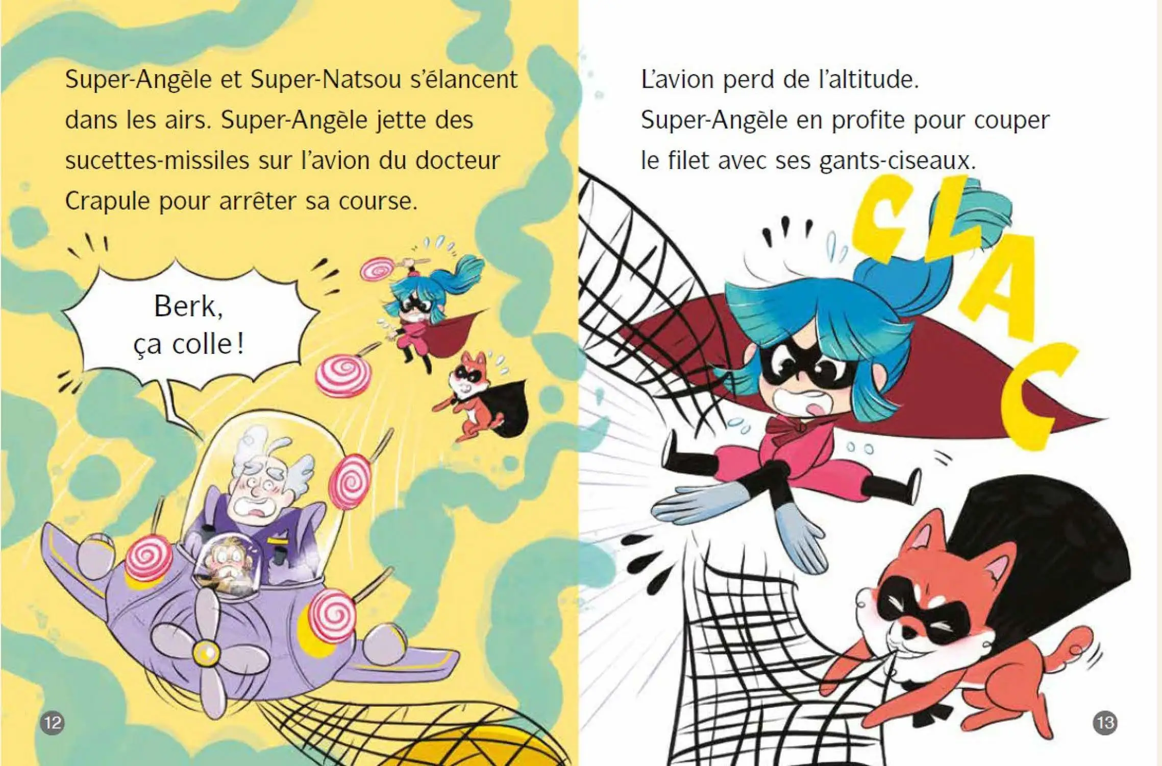 Super-Angèle et Natsou : L'attaque du Docteur Crapule - Lune Bleue - Dès 6 ans  - Roman - 9782095045951 - page-interieure 03