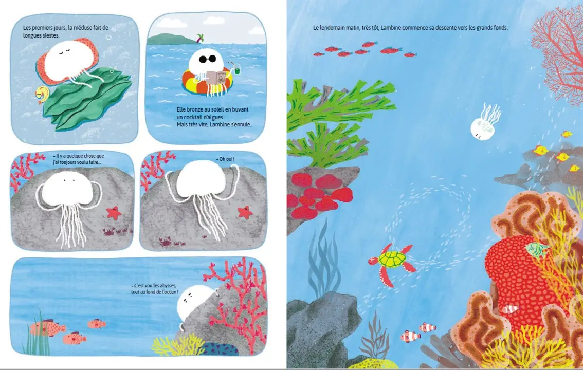 Le bus méduse - un album tendre et malicieux pour découvrir la vie des océans à bord d'une petite méduse à partir de 4 ans - Album(s) - 9782095047559 - page-interieure 03
