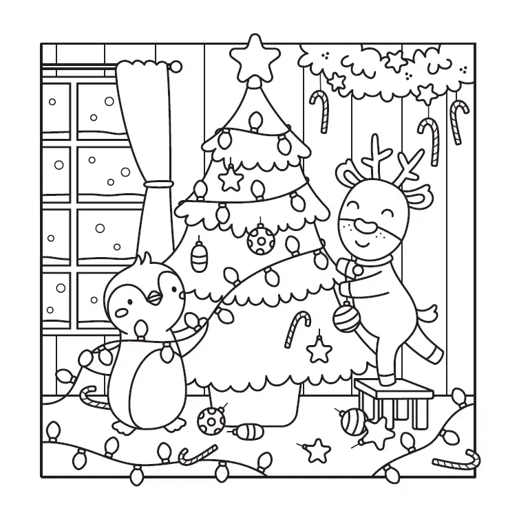Mon petit monde cosy - So Christmas - Livre de coloriage kawaii avec 30 illustrations de Noël - coloriages adultes - Cahier d'activités - 9782095057961 - page-interieure 03