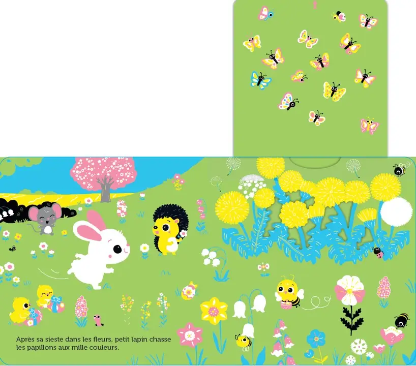 Promenade avec petit lapin - Pour partir à la découverte du printemps - Dès 6 mois - Livre d'éveil - 9782095058432 - page-interieure 03