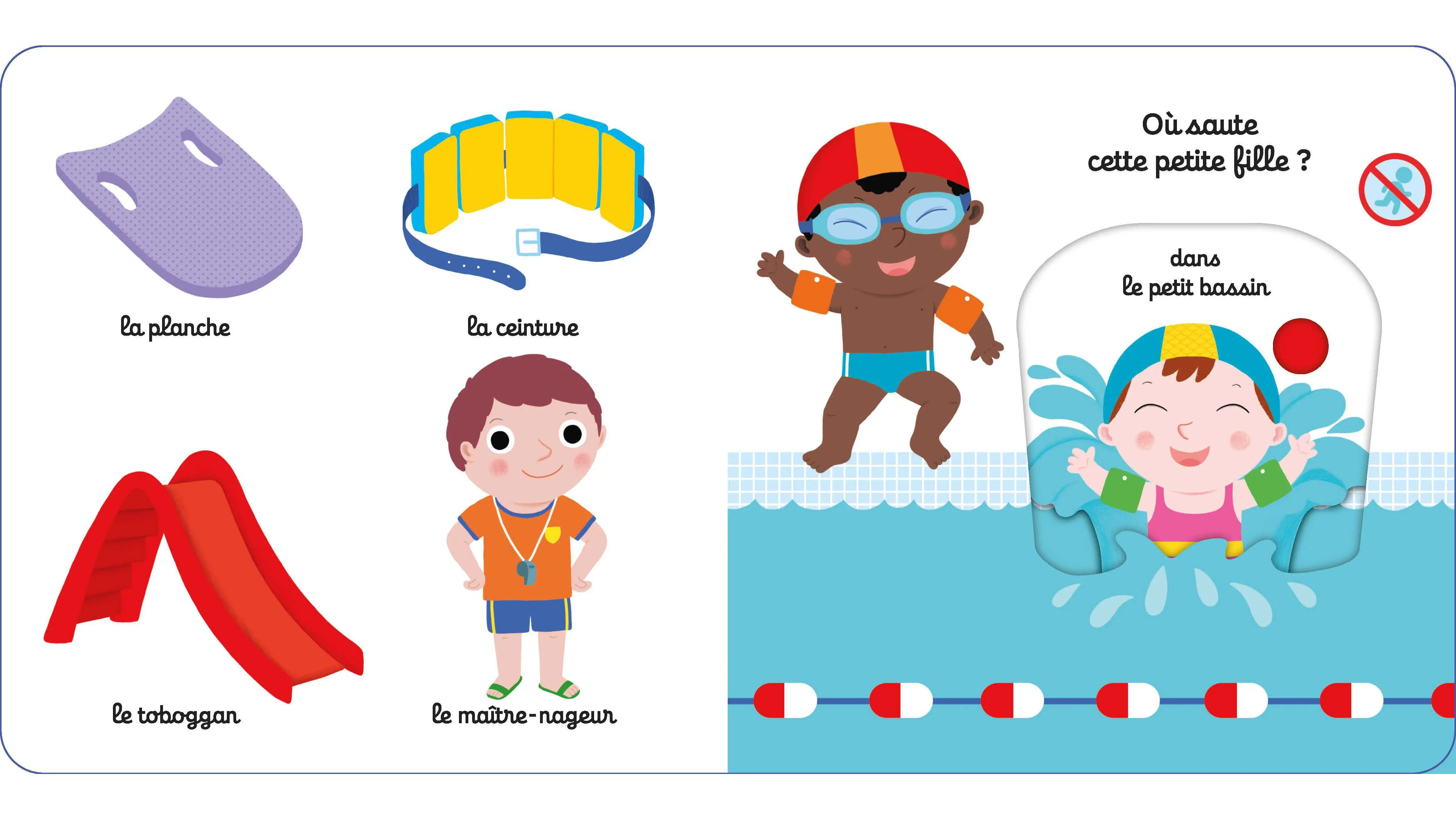 Mon imagier animé de la piscine - Collection Kididoc - Idéal pour les bébés nageurs - Dès 1 an - Livre documentaire - 9782095059880 - page-interieure 03