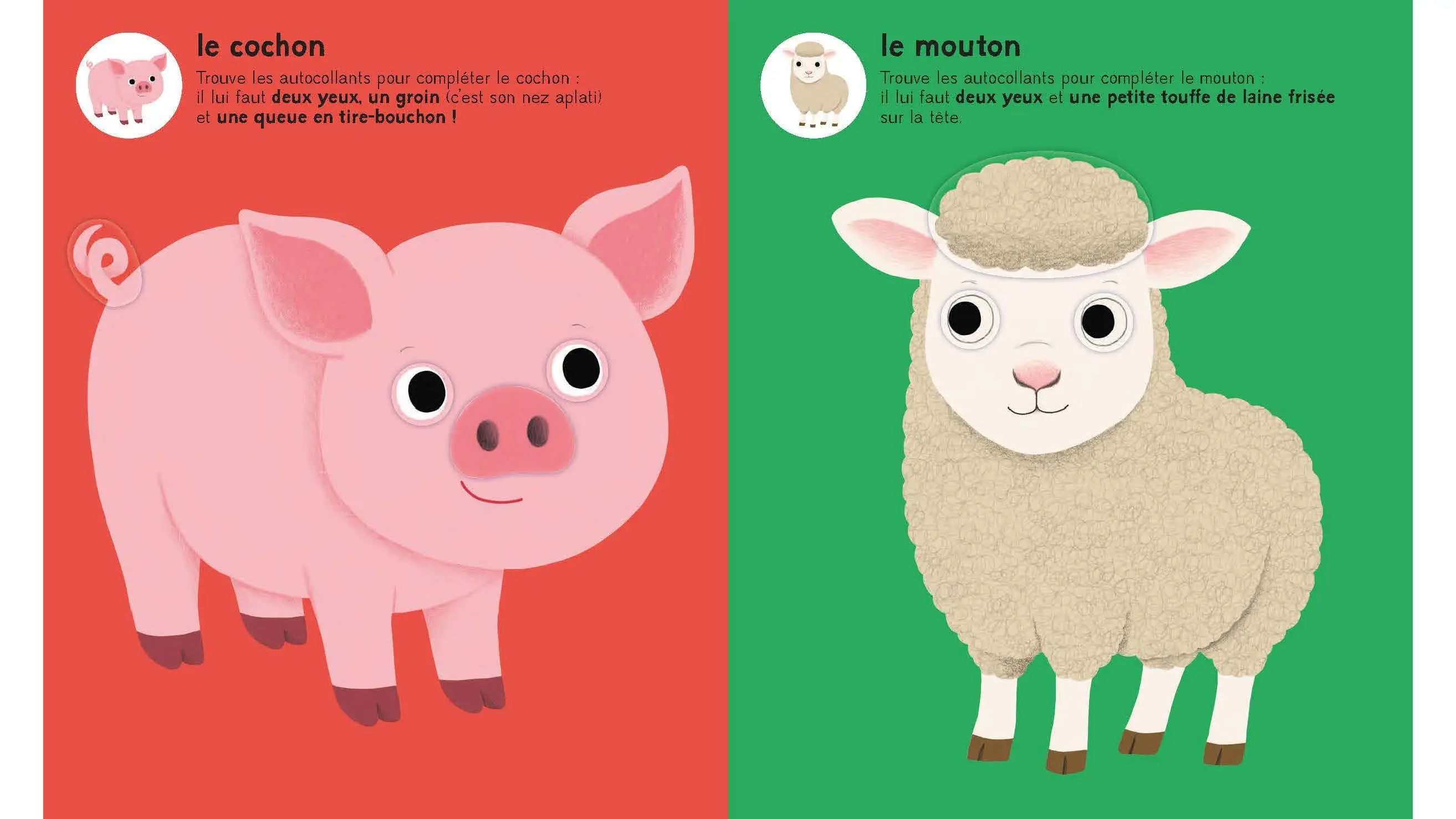 Mes premiers autocollants - Les animaux de la ferme - Autocollants repositionnables - Dès 18 mois  - Cahier d'activités - 9782095061470 - page-interieure 03