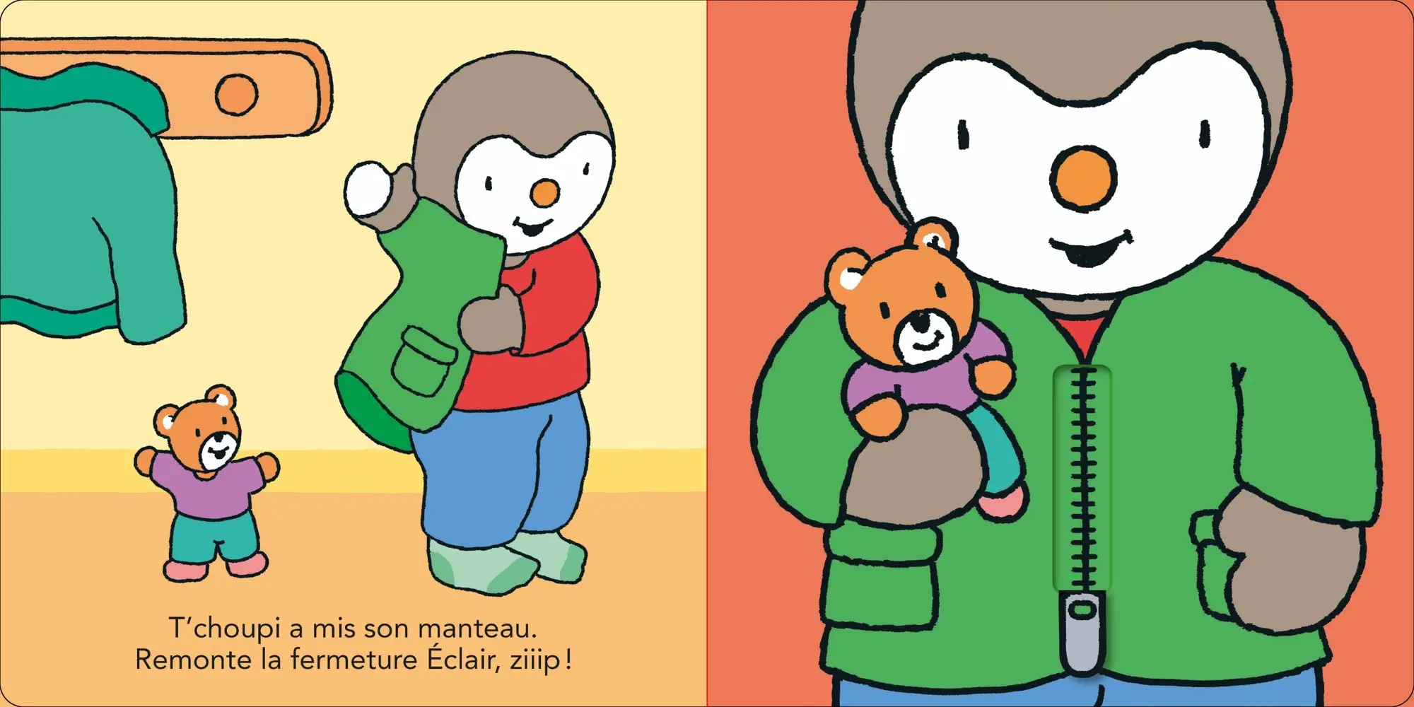 T'choupi s'habille comme un grand - Avec 7 animations pour encourager l'autonomie - Dès 2 ans  - Livre d'éveil - 9782092493854 - page-interieure 04