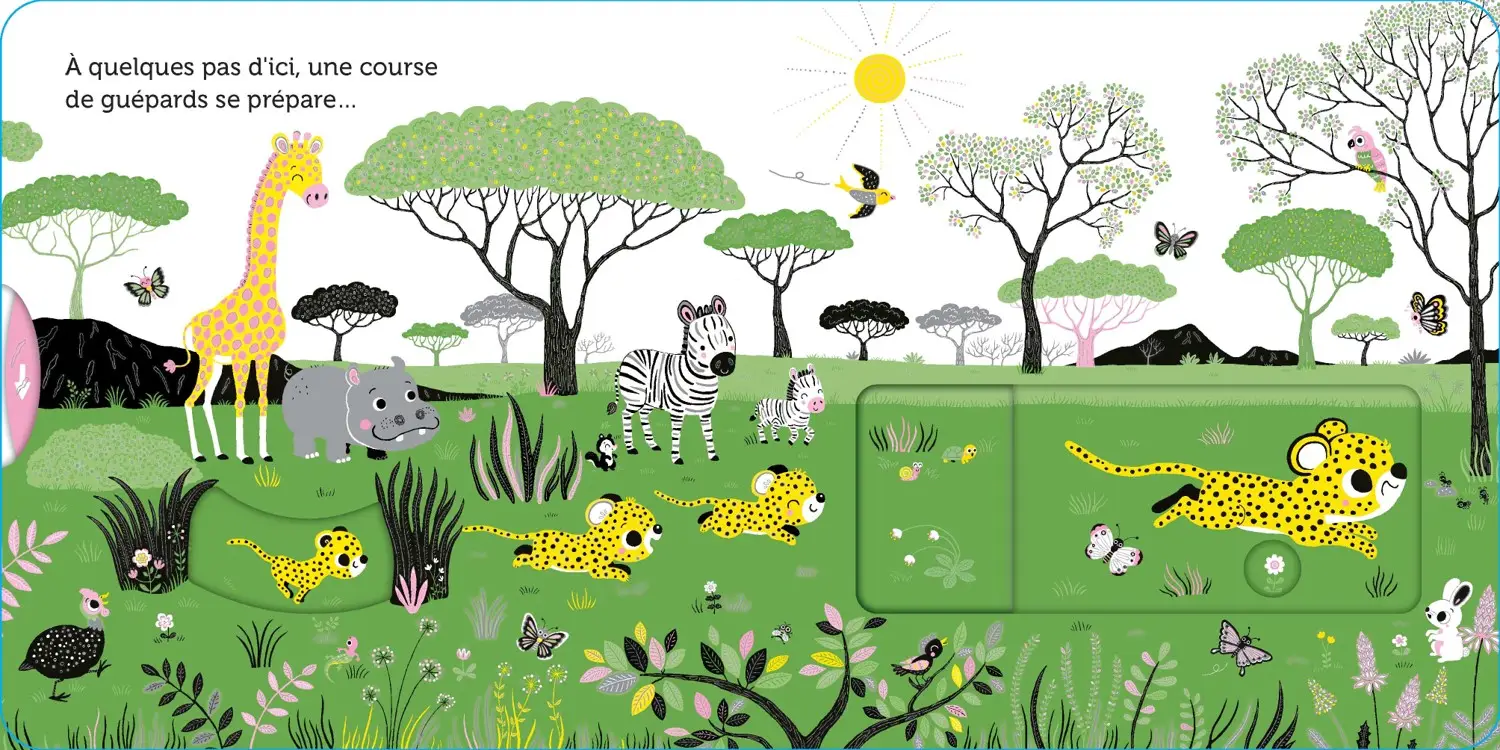 Promenade dans la savane -  livre d'éveil animé, pour les bébés dès 6 mois - Livre d'éveil - 9782092497043 - page-interieure 04