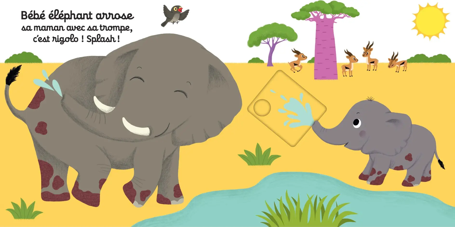On s'amuse, petit éléphant ? - Histoire animée Kididoc, dès 1 an - Livre documentaire - 9782095019242 - page-interieure 04
